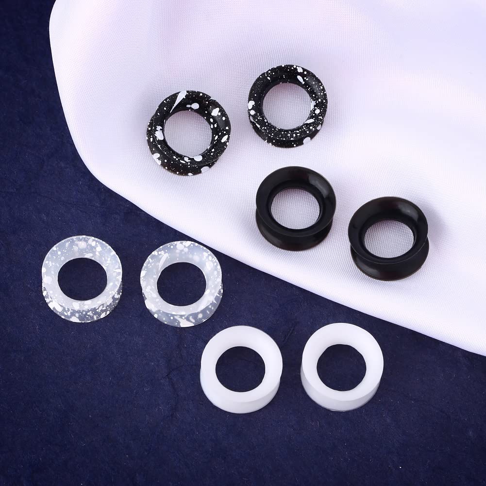 OUFER 8PCS Silicone Ear Gauges Flexible Ear Tunnels Plugs Stretchers Expander Double Flared Flesh Ear Piercing Jewelry for Women Men