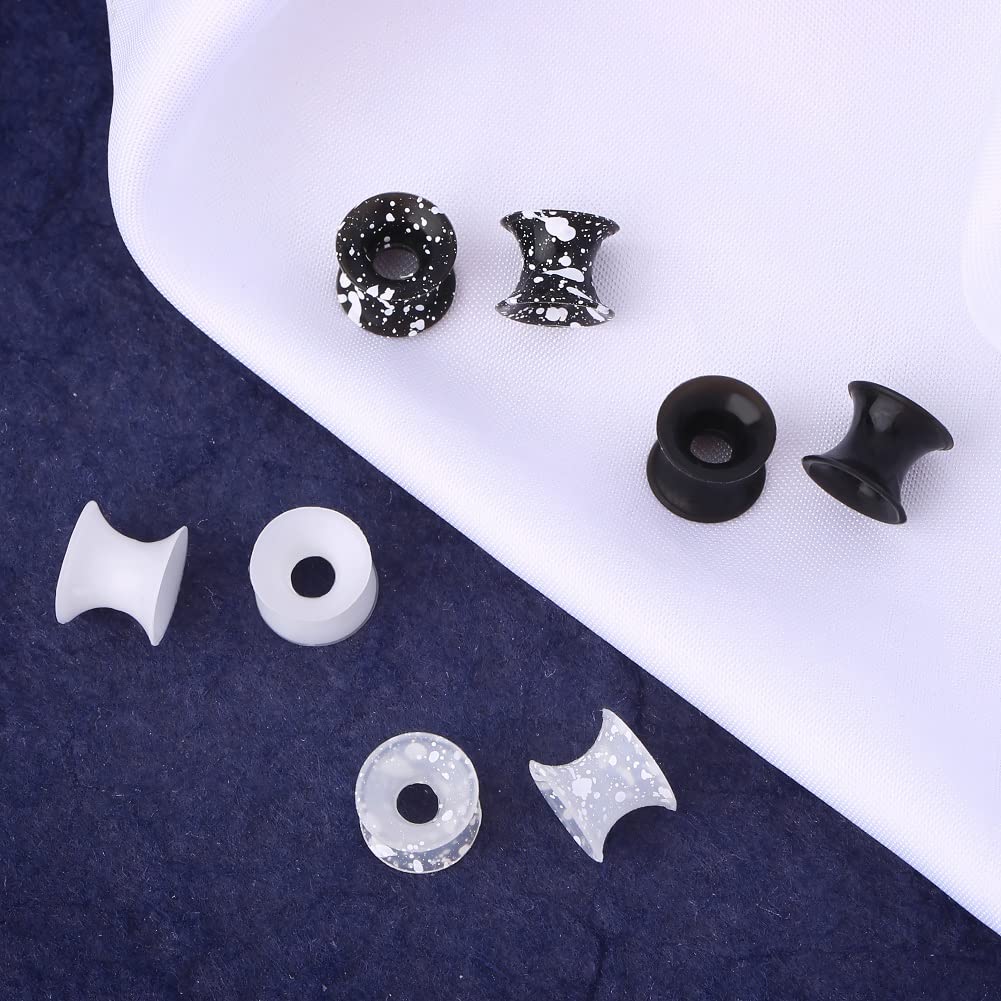 OUFER 8PCS Silicone Ear Gauges Flexible Ear Tunnels Plugs Stretchers Expander Double Flared Flesh Ear Piercing Jewelry for Women Men