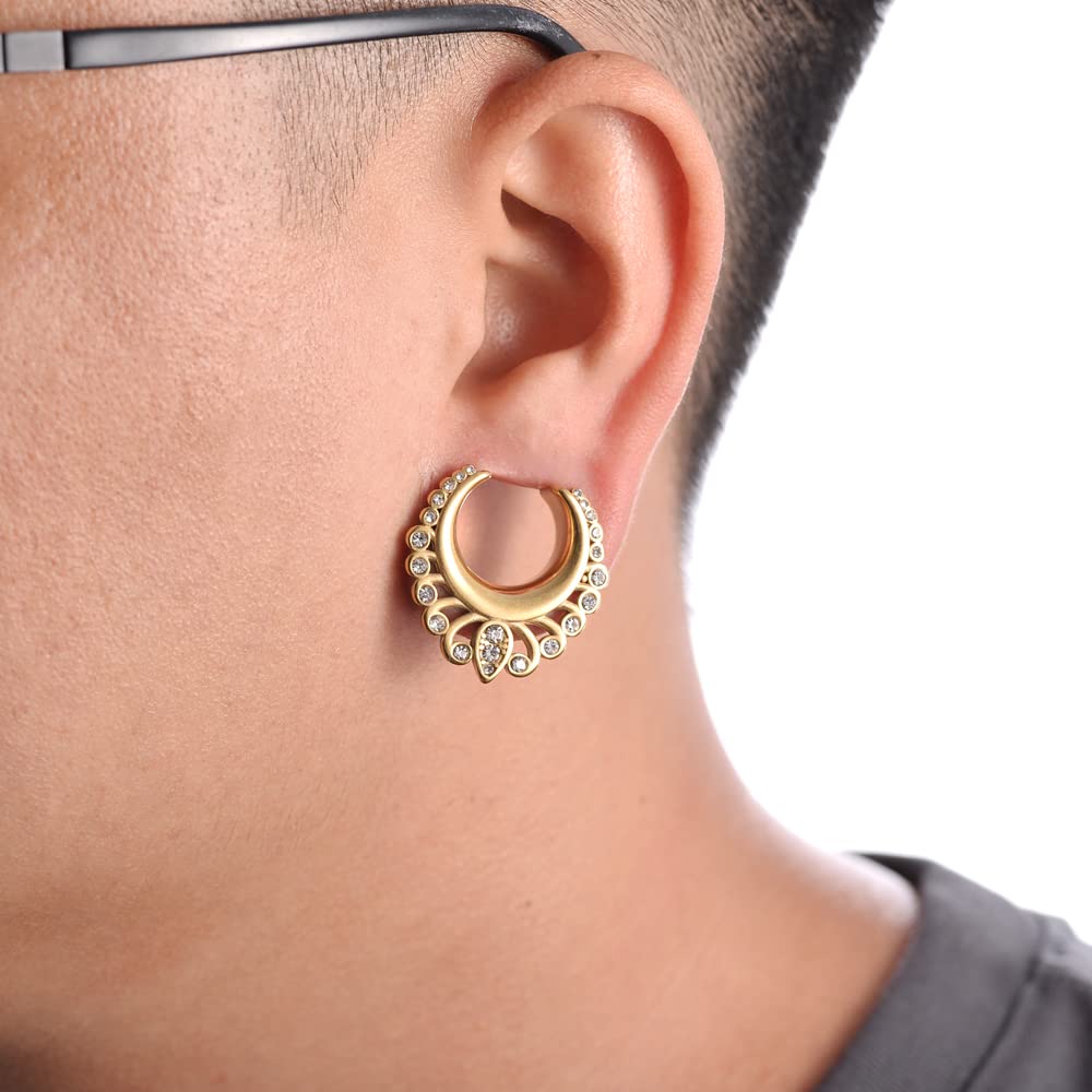 2PCS Moon Ear Gauges Ear Plugs and Tunnels Gauge for Ears Expander Piercing Gauge 10mm-25mm(00g-1")