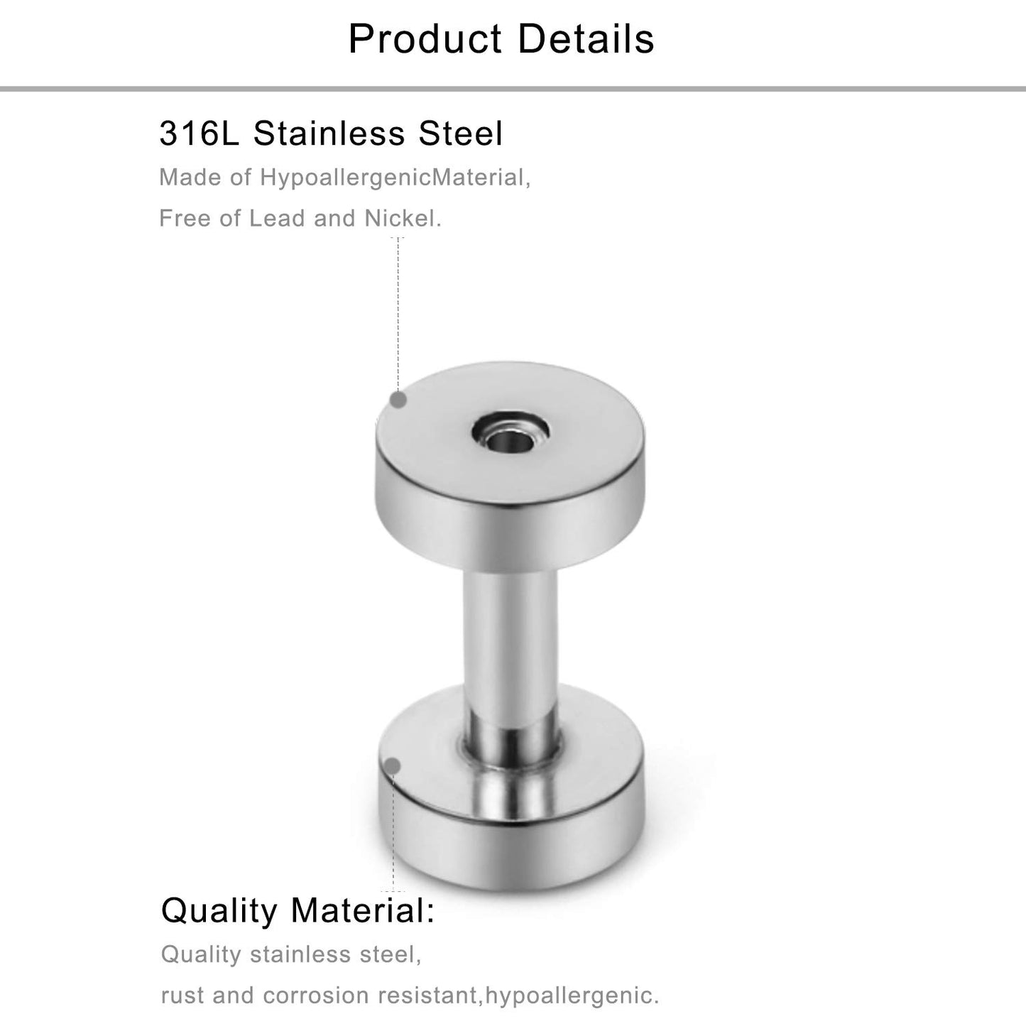 Lcolyoli Screw Fit Ear Gauges Kit Surgical Steel Tunnel Expander Earrings Earlobe Plugs Body Piercing Jewelry Set for Women Men 14G-00G 12 Pieces