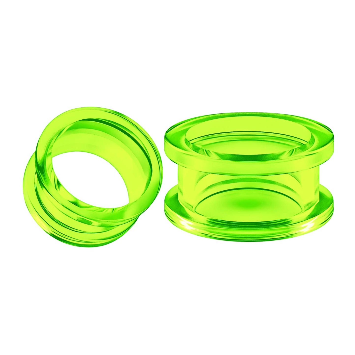 Pair of Green Acrylic flesh Tunnels External Piercing Jewelry Stretcher Screw-fit Ear Plugs Earring Lobe