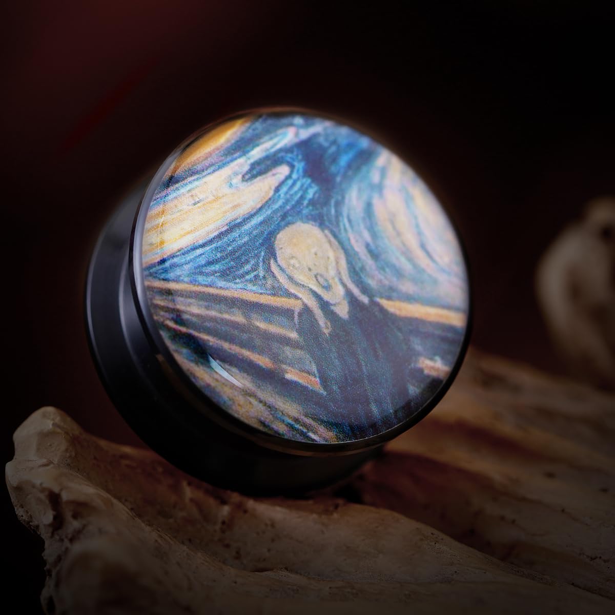 2PCS Acrylic Solid Screw On Ear gauges Art Oil Painting The Scream Epoxy Allergy Free Ear Plugs and Tunnels Stretcher For Women Men Body Piercing Jewelry