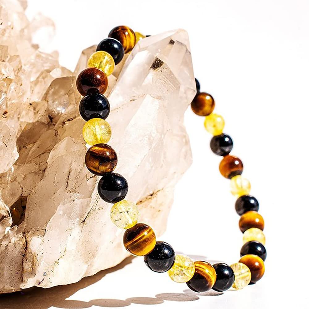 Black Obsidian Hematite Triple Protection Bracelet 10MM beads Set, Blue Tiger Eye Beads Bracelets, Lava Stone bracelets for Men Women