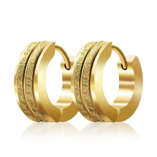 Stainless Steel Hoop Earrings For Men's Women's,Silver/Gold/Black/Blue Hypoallergenic Round Huggie Earrings,Fashion Punk Earrings Piercing Jewelry Gift for Boys Girls