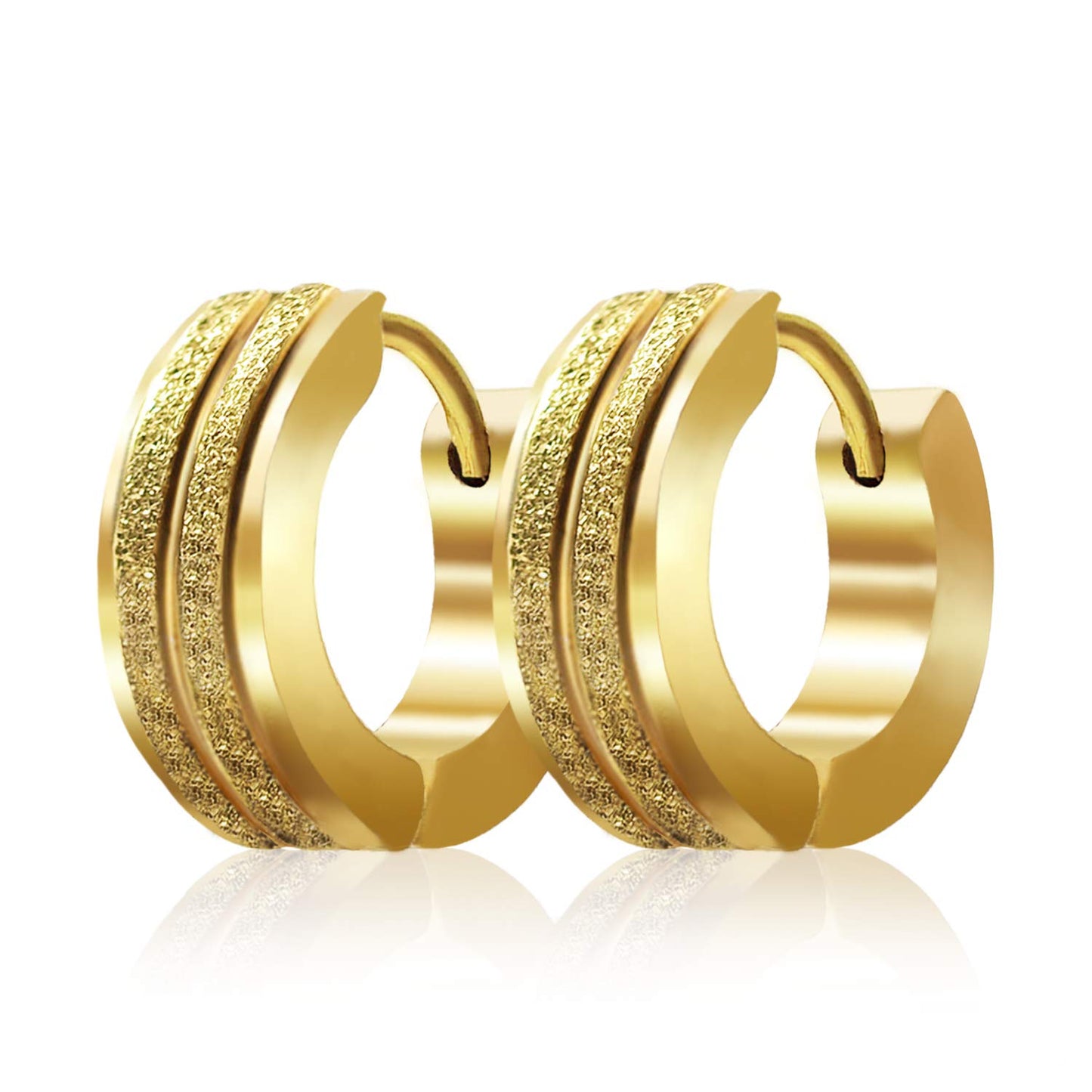 Stainless Steel Hoop Earrings For Men's Women's,Silver/Gold/Black/Blue Hypoallergenic Round Huggie Earrings,Fashion Punk Earrings Piercing Jewelry Gift for Boys Girls