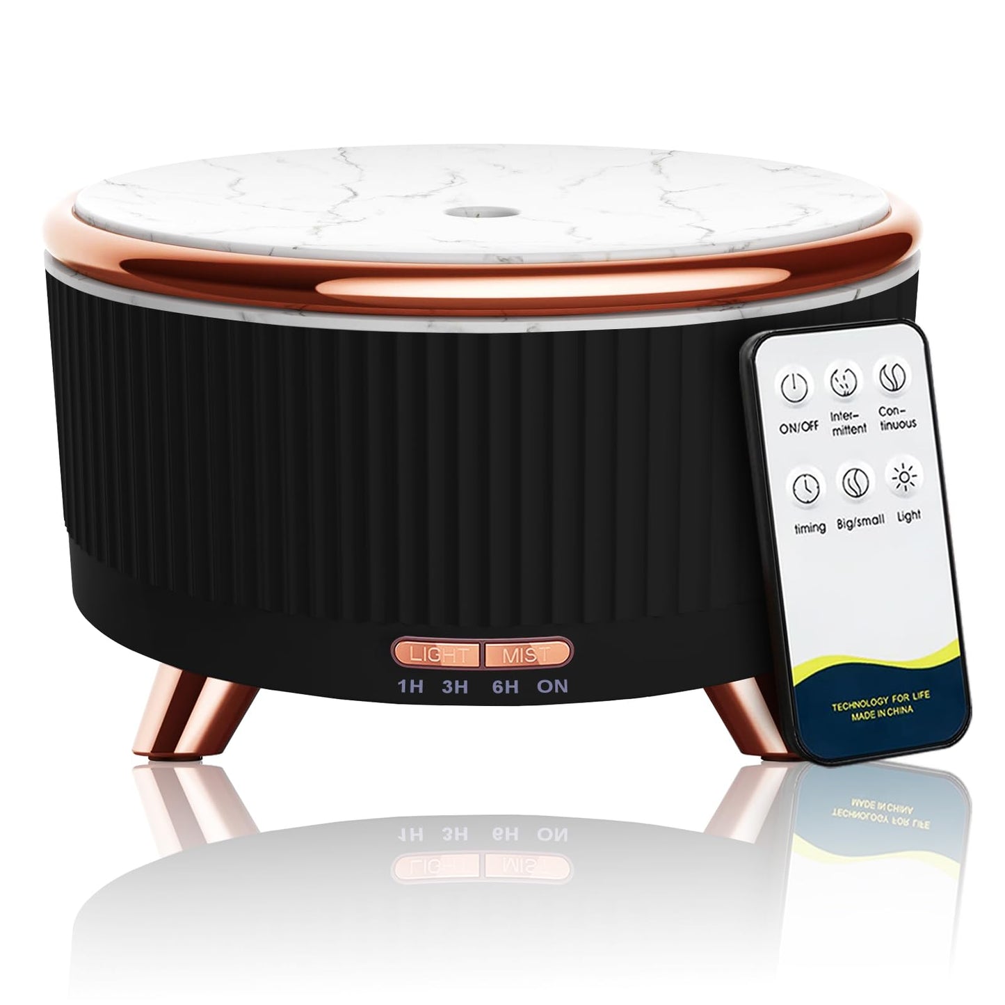 Diffusers for Essential Oils Large Room, 500ml Aromatherapy Oil Diffuser Cool Mist Humidifier with Remote Control,7 Colors Lights & 3 Mist Mode Waterless Auto Off for Women Office Home Black