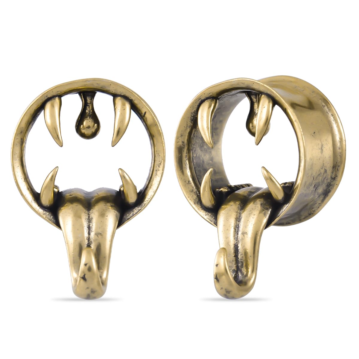 1 Pair Vintage Gauge For Ear Gothic Punk Waterdrop Plug Gauge Dangle Hanger Brass Saddle Tunnels Double Flared Ear Gauge Cool Women Body Piercing Jewelry