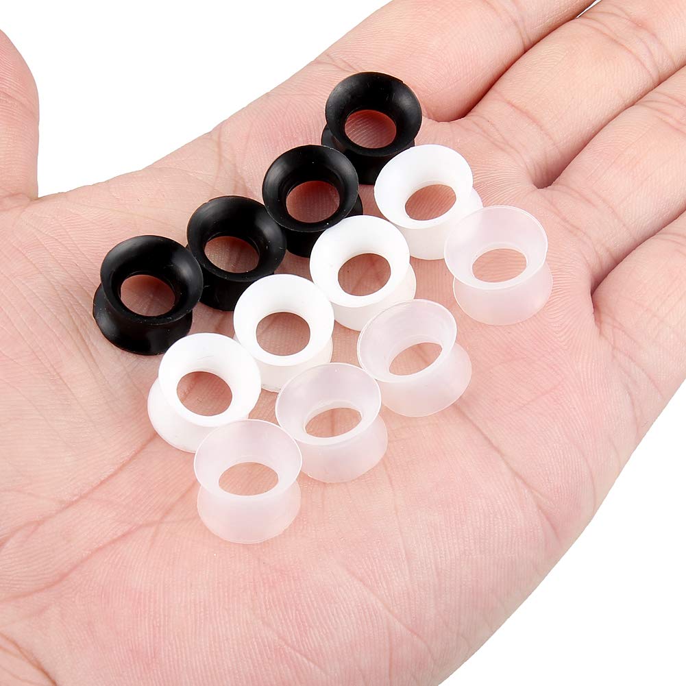 Cisyozi 6 Pairs Ultra Thin Silicone Ear Skin Flexible Flesh Tunnel Expander Stretching Gauge Earlets Plug Gauges Kit Earlets Retainer Same Sizes 6G-20mm 3 Colors