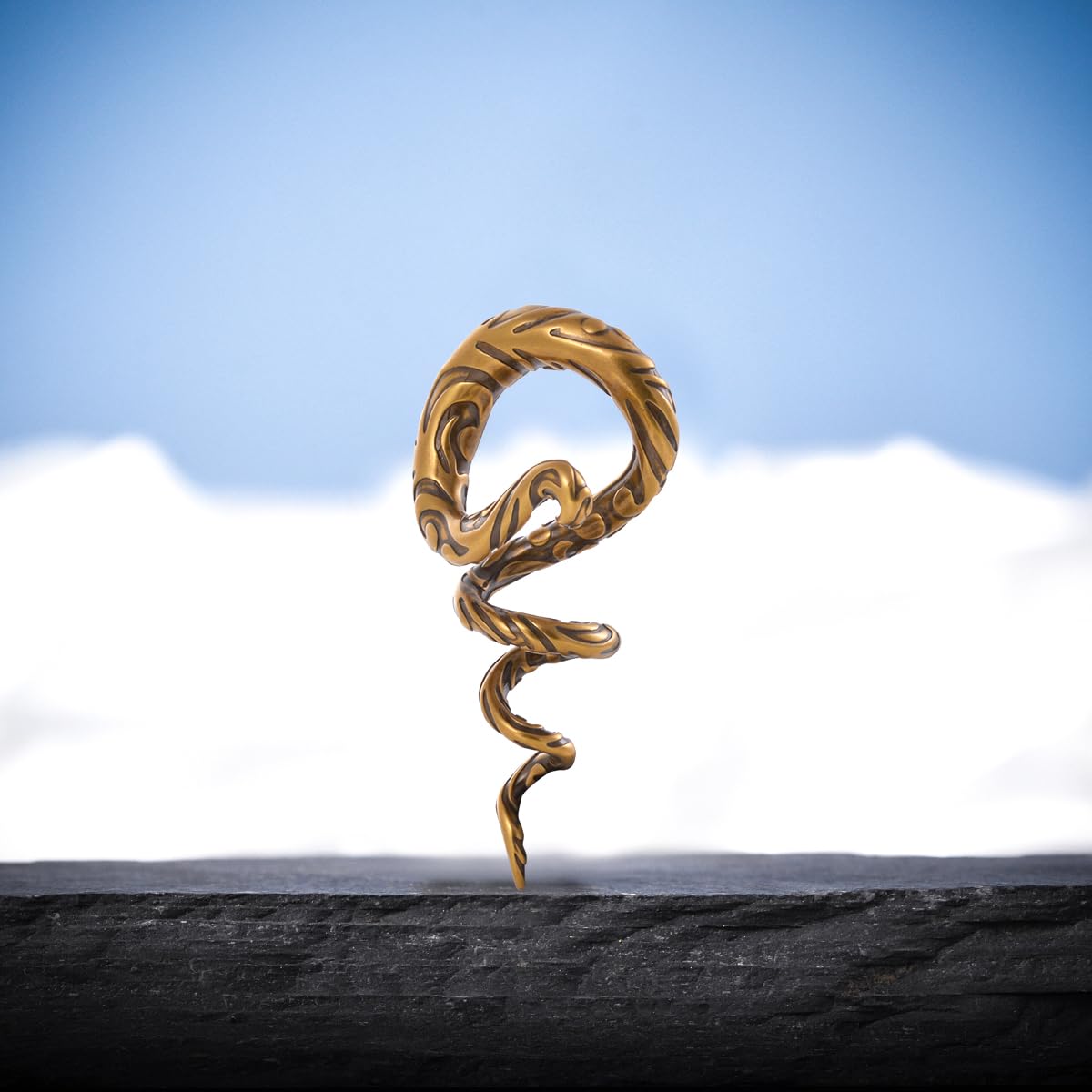 2PCS 2G Ear Sprial Tapers Plug Gauges Brass Ear Stretcher Hangers 6mm Gothic Ear Tunnels Expander Piercing Jewelry