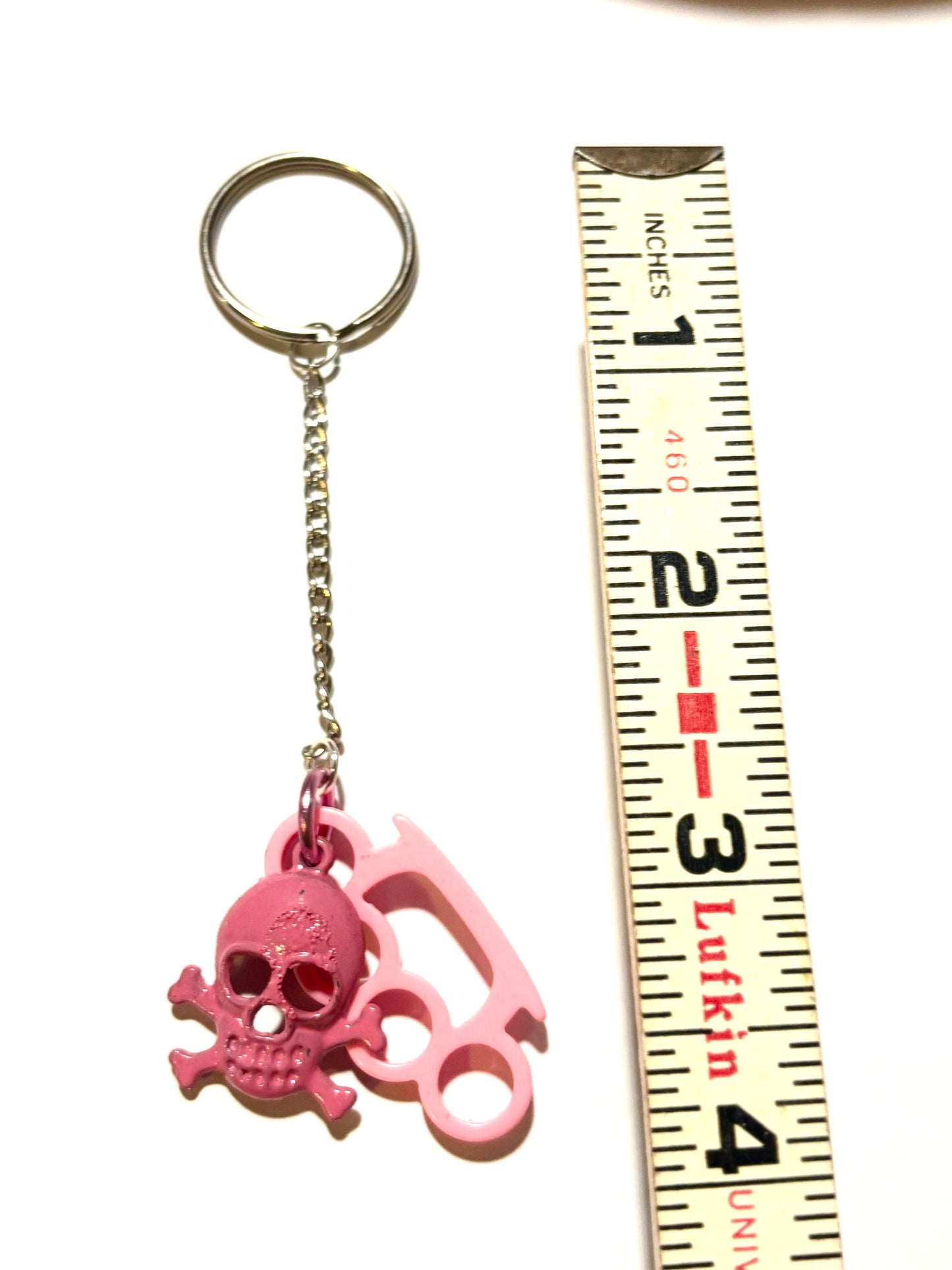 Brass Knuckle Duster and Skull Dual Charm Keychain