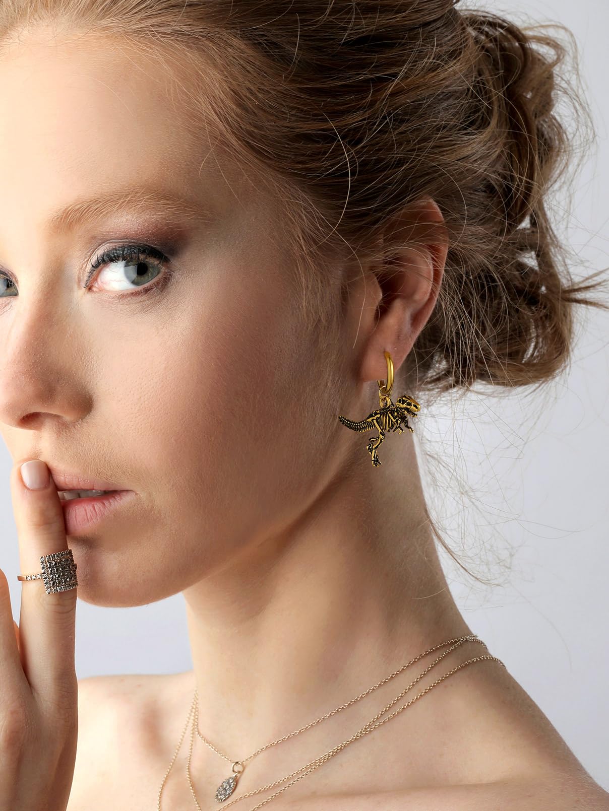 FaithHeart Dragon/Dinosaur/Snake Hoop Earrings for Men, Sturdy Stainless Steel Punk Biker Animals Hypoallergenic Jewelry, Gift Box