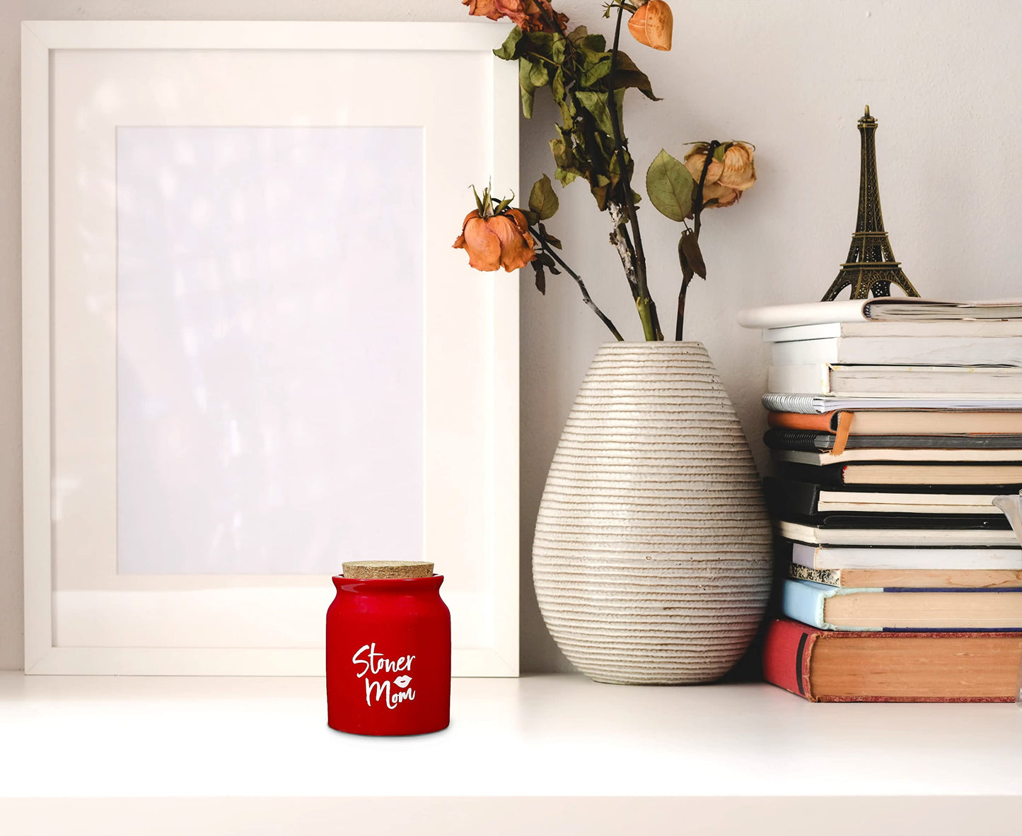 FASHIONCRAFT 88070 Stoner Girl Stash Jar – White with Gold Letters, Novetly Stash Jar, Herb Jar