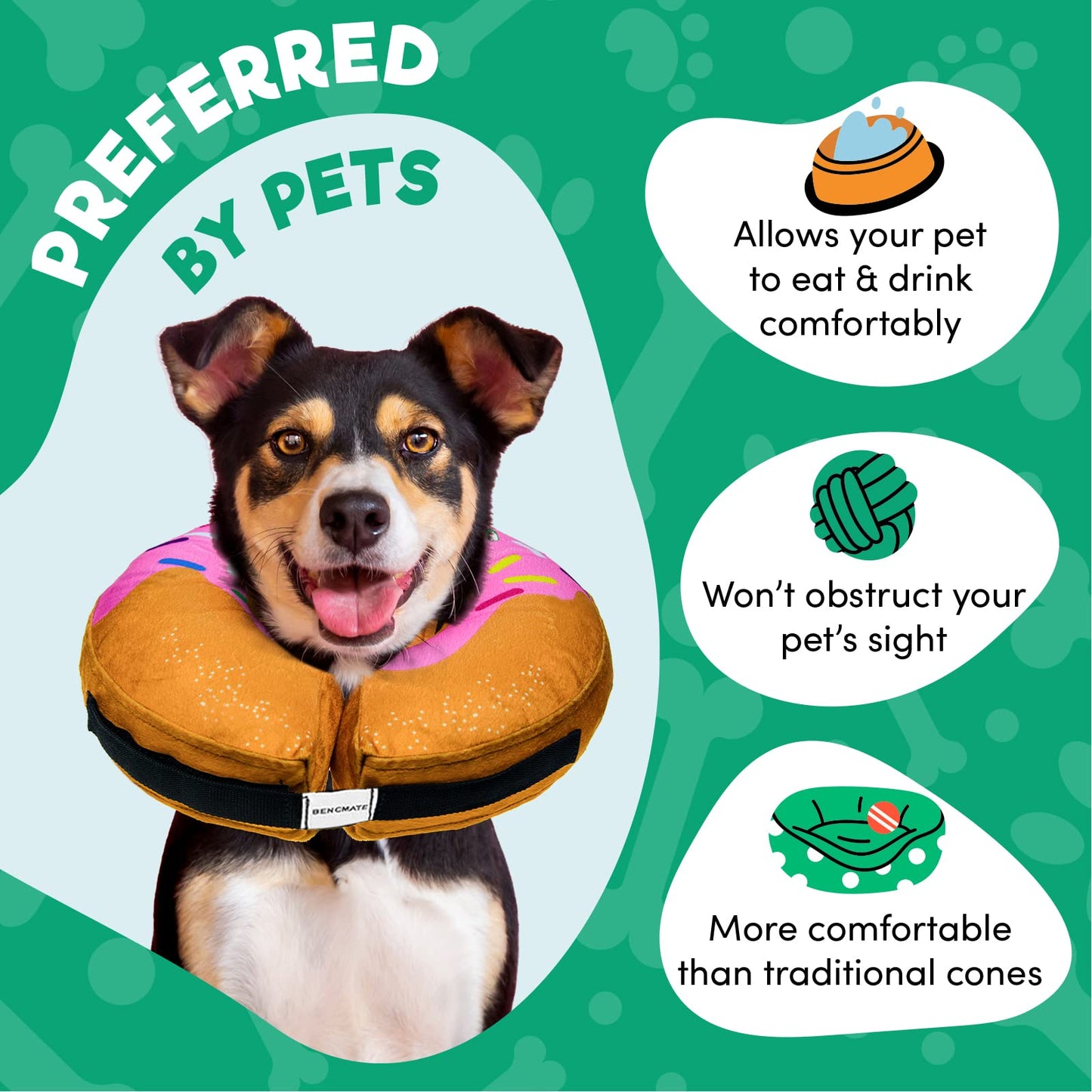 BENCMATE Protective Inflatable Collar for Dogs and Cats - Soft Pet Recovery Collar Does Not Block Vision E-Collar (X-Large, Blue)