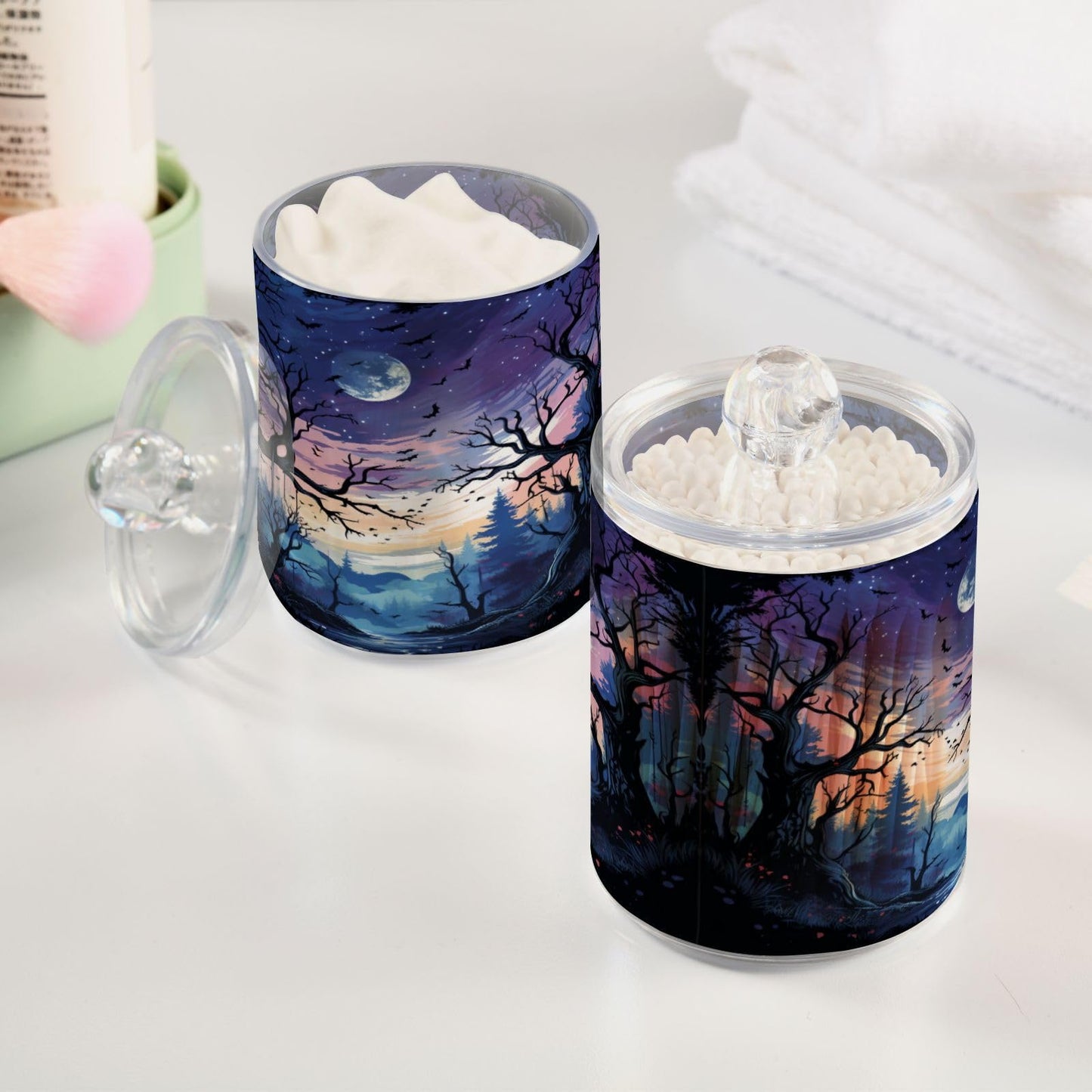 Halloween Skull 2PC Airtight Transparent Plastic Storage Jar, Food Storage Container Glass, Can Store Candy, Salt, Coffee Beans, With lid, Easy To Use