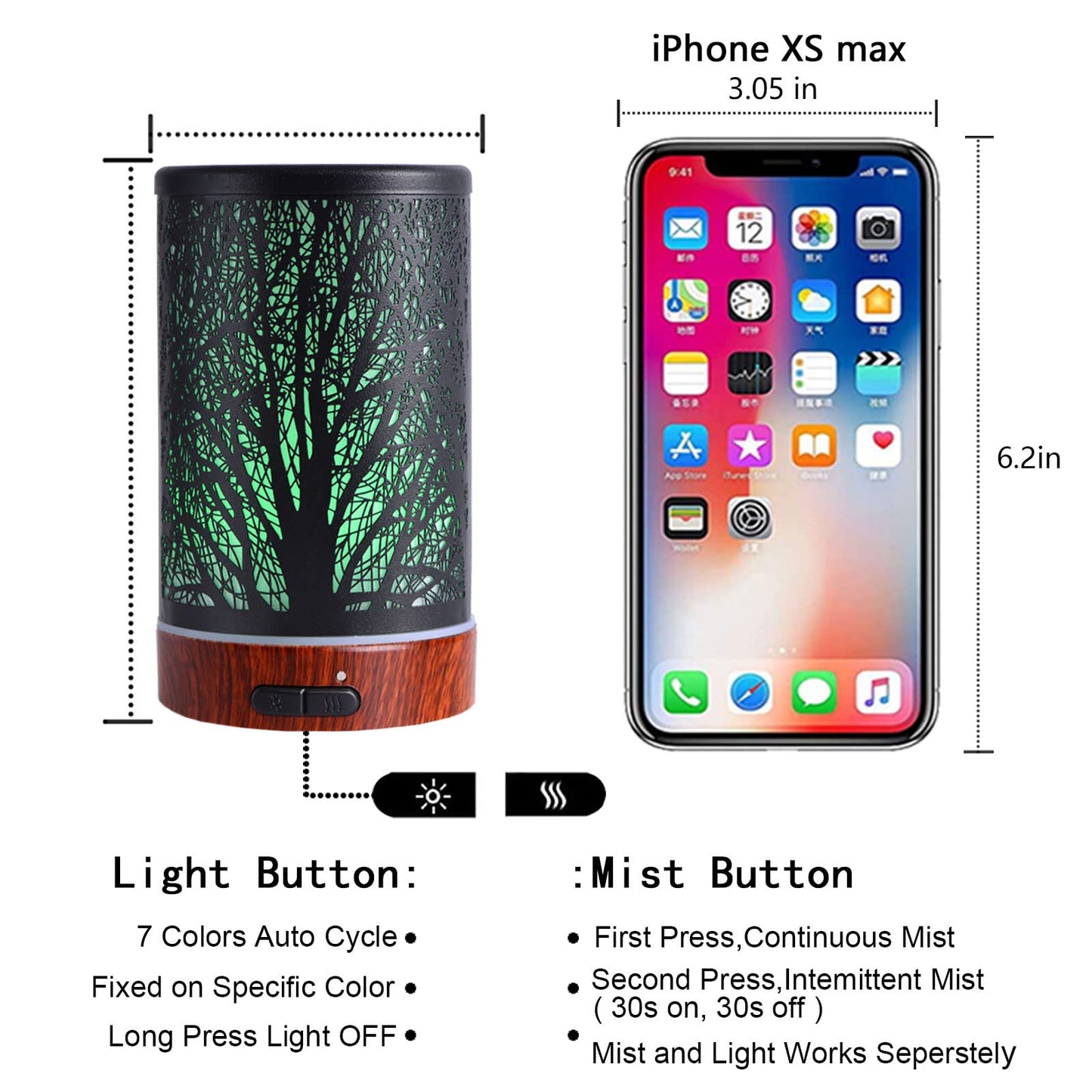 Metal Essential Oils Diffuser 150ML Aromatherapy Diffuser Cool Mist Humidifier with 7 Colors Lights Waterless Auto Off Air Diffusers as Gifts for Moms Women Girls (Bigfoot)