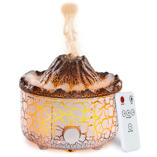 Aromatherapy Essential Oil Diffuser, 560ml Ultrasonic Cool Mist Diffuser/Humidifier with Flame & Volcano 2 Mist Mode, for Bedroom,Office,Home, Auto Shut-Off, Remote Control, Gift (Blcak)