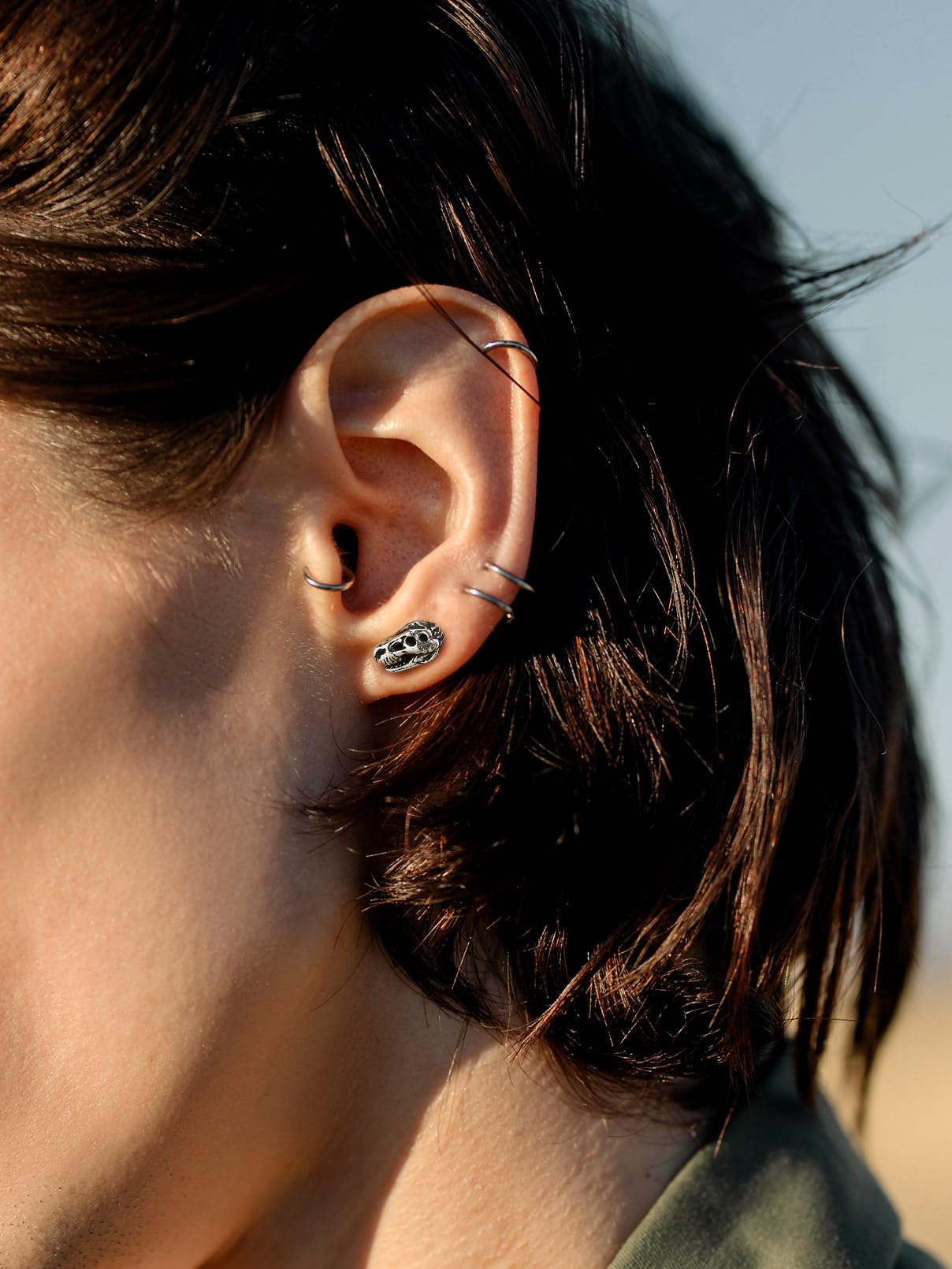 FaithHeart Dragon/Dinosaur/Snake Hoop Earrings for Men, Sturdy Stainless Steel Punk Biker Animals Hypoallergenic Jewelry, Gift Box