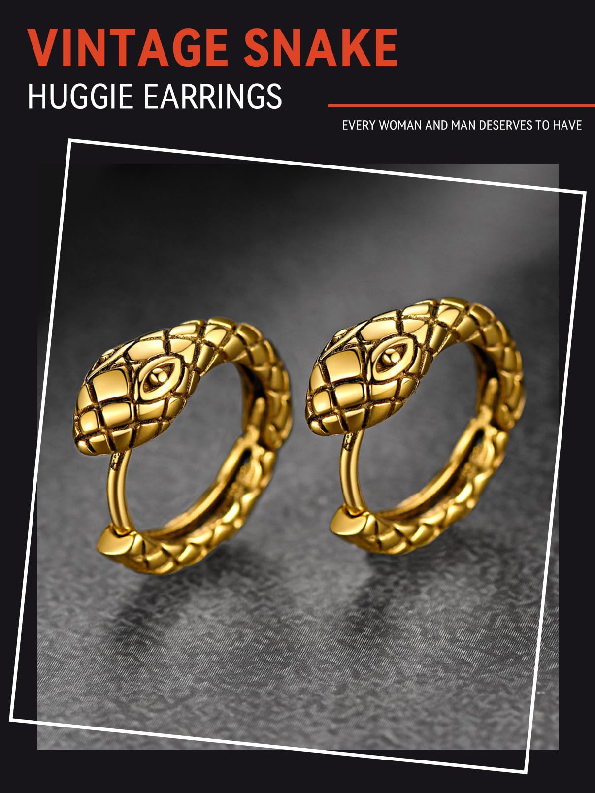 FaithHeart Dragon/Dinosaur/Snake Hoop Earrings for Men, Sturdy Stainless Steel Punk Biker Animals Hypoallergenic Jewelry, Gift Box