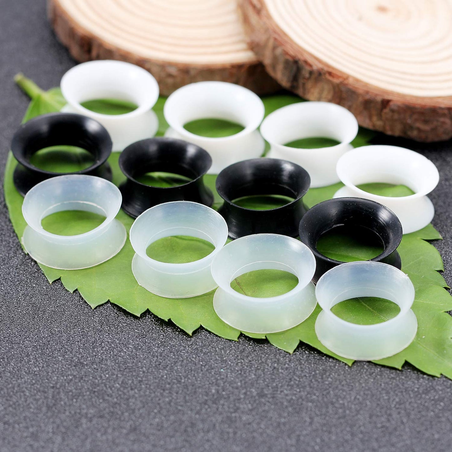 Cisyozi 6 Pairs Ultra Thin Silicone Ear Skin Flexible Flesh Tunnel Expander Stretching Gauge Earlets Plug Gauges Kit Earlets Retainer Same Sizes 6G-20mm 3 Colors