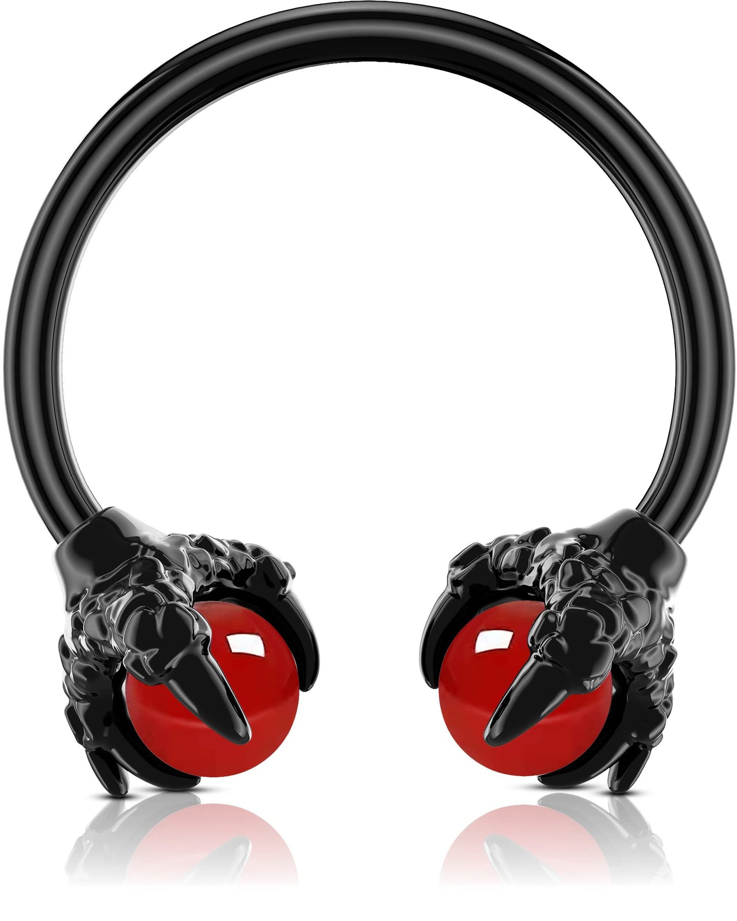 OUFER 316L Surgical Steel Circular Earrings Two White Opals Surrounded by Dragon Claws Cartilage Earing Ear Body Piercing Jewelry Helix Earrings Piercing…