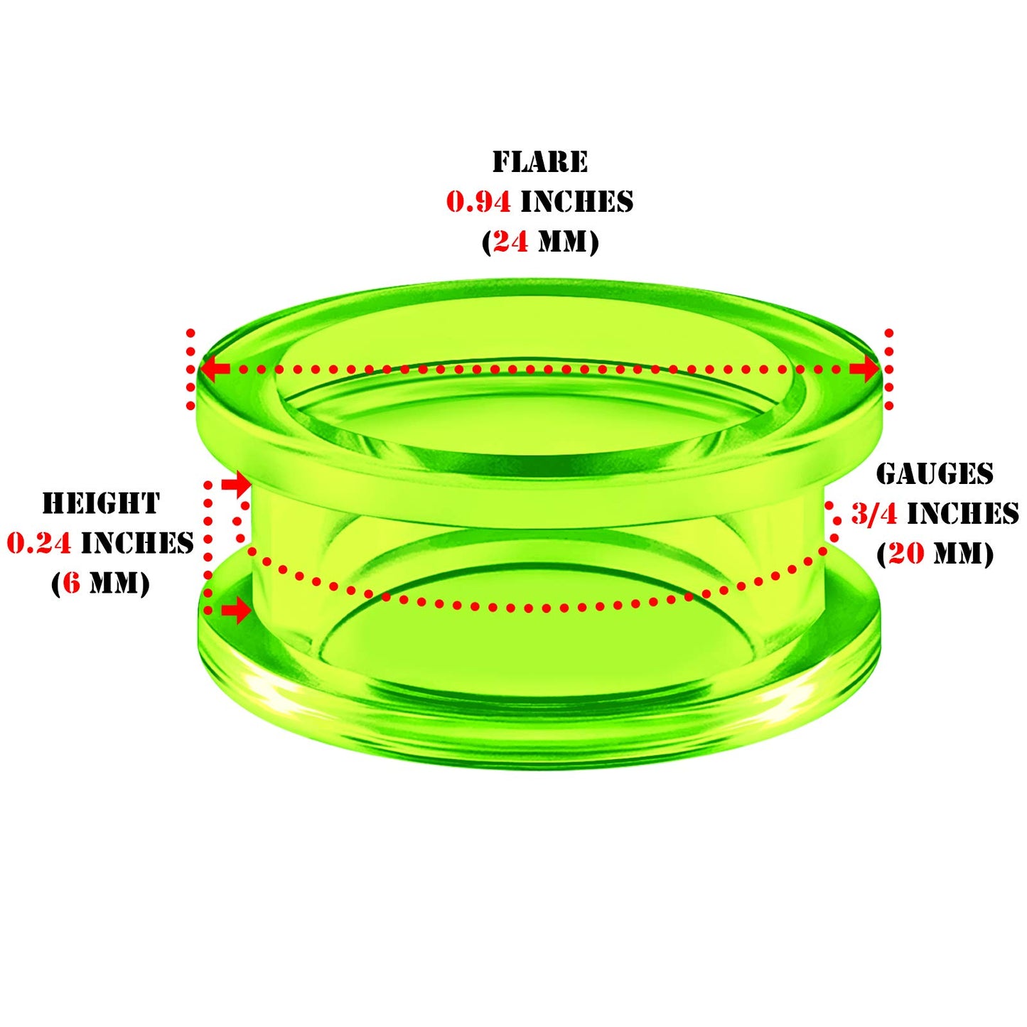 Pair of Green Acrylic flesh Tunnels External Piercing Jewelry Stretcher Screw-fit Ear Plugs Earring Lobe