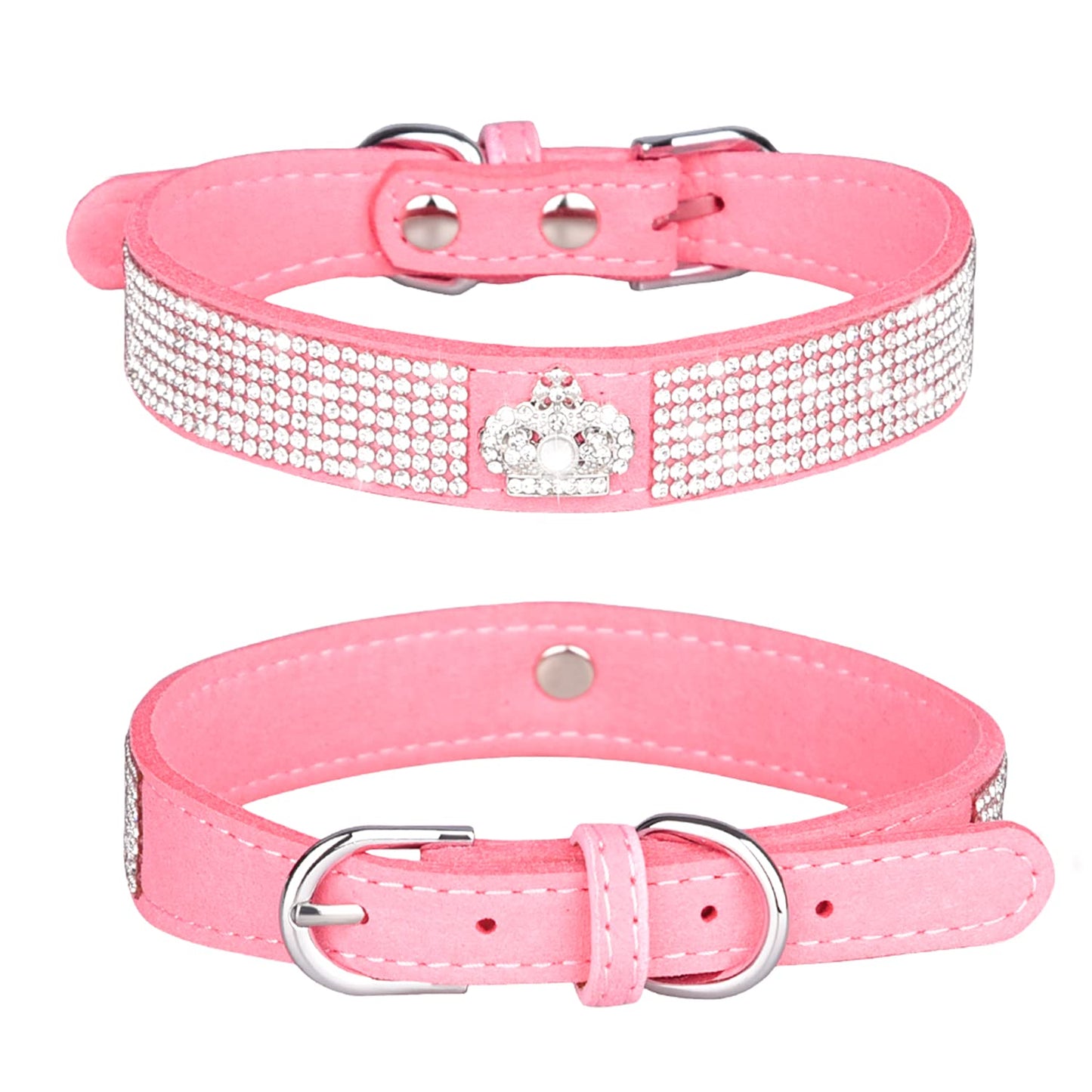 Rhinestone Dog Collar, Cute Dazzling Sparkling Soft Suede Leather Dog Cat Rhinestone Collar Crystal Diamond Pet Dog Puppy Collar (XS, Blue-1)