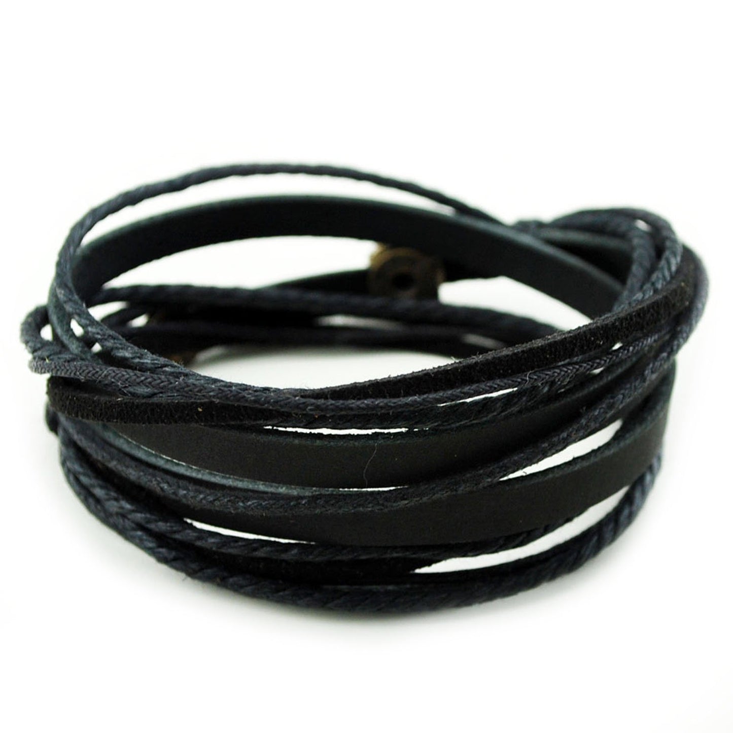 Genuine Leather Bracelet for Women & Men,Unisex Multilayer Leather Adjustable Bracelet Cuff Wrap Multicolor Rope Wristband