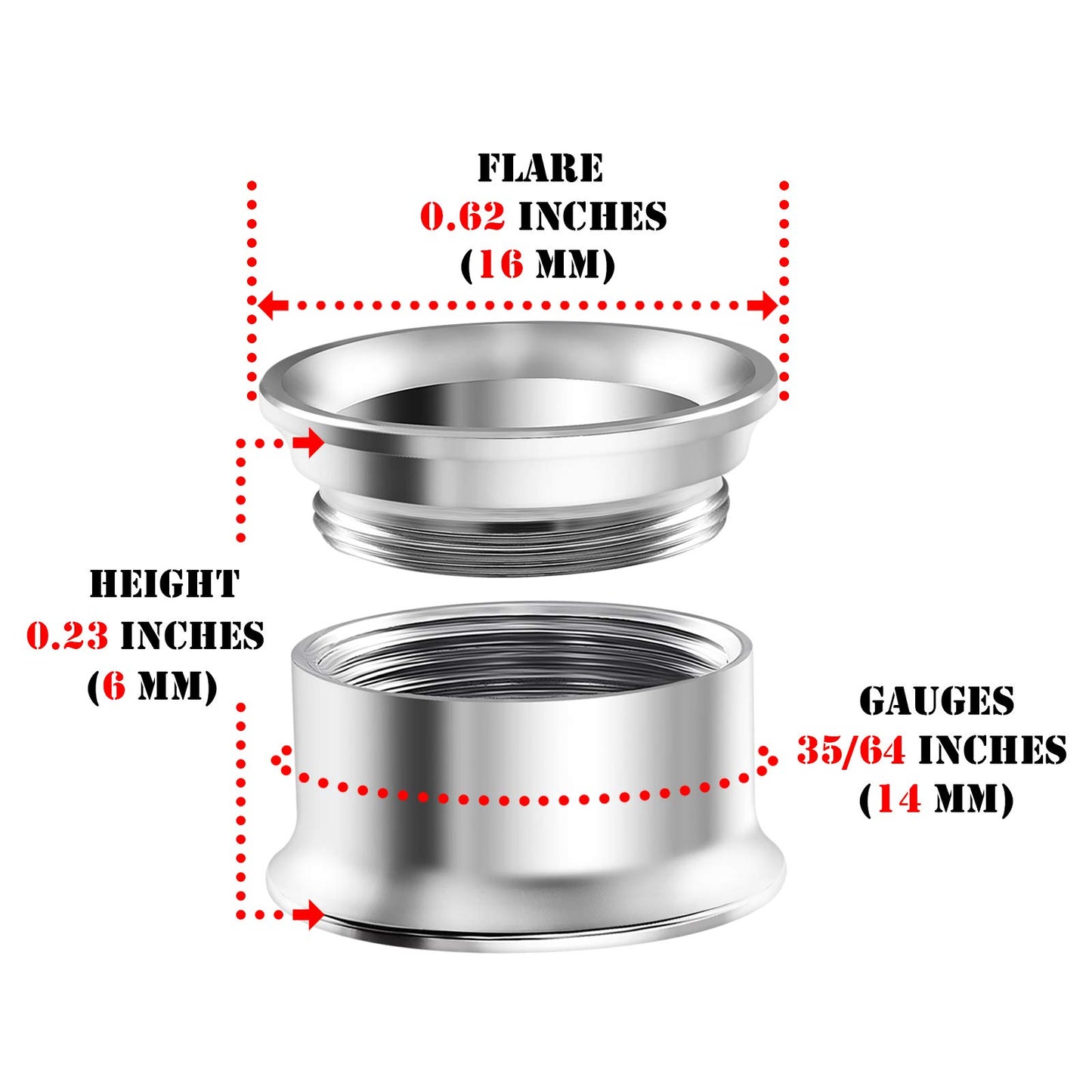 Pair of Internal Screw 316L Surgical Steel Double Flared Saddle Piercing Jewelry Stretcher Ear Plug Earring Lobe flesh Tunnel