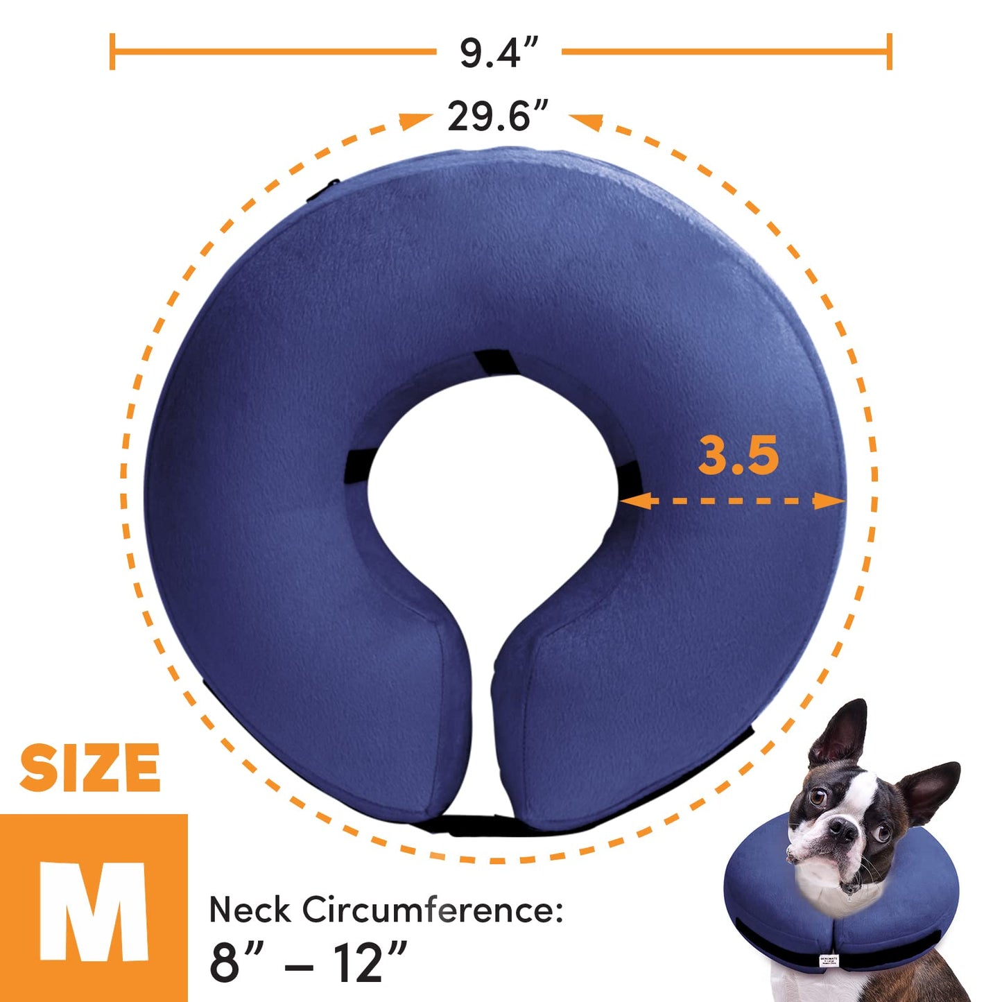 BENCMATE Protective Inflatable Collar for Dogs and Cats - Soft Pet Recovery Collar Does Not Block Vision E-Collar (X-Large, Blue)