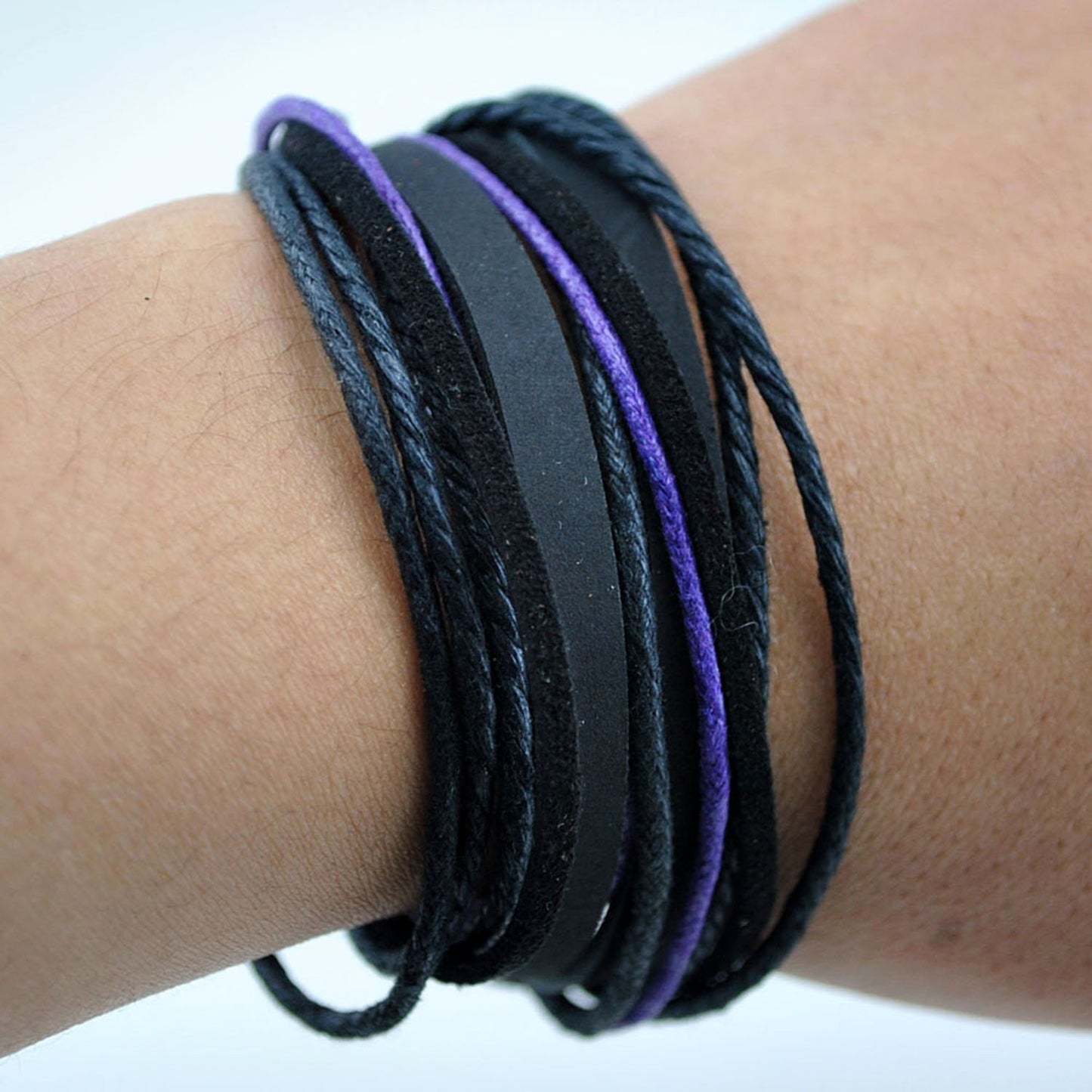 Genuine Leather Bracelet for Women & Men,Unisex Multilayer Leather Adjustable Bracelet Cuff Wrap Multicolor Rope Wristband