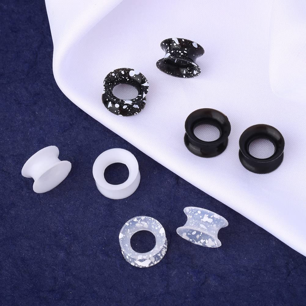 OUFER 8PCS Silicone Ear Gauges Flexible Ear Tunnels Plugs Stretchers Expander Double Flared Flesh Ear Piercing Jewelry for Women Men