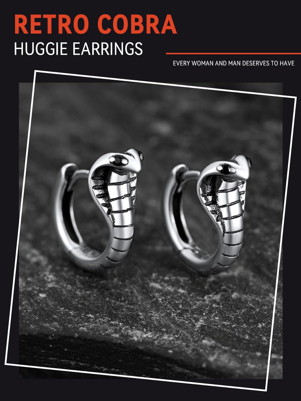 FaithHeart Dragon/Dinosaur/Snake Hoop Earrings for Men, Sturdy Stainless Steel Punk Biker Animals Hypoallergenic Jewelry, Gift Box