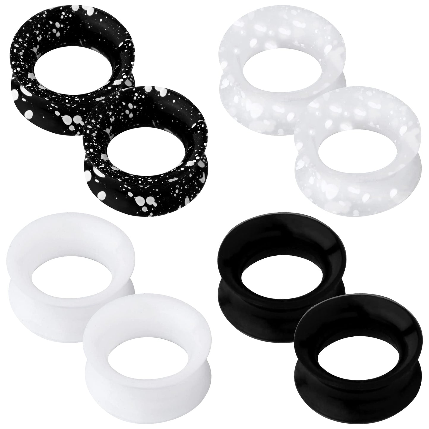 OUFER 8PCS Silicone Ear Gauges Flexible Ear Tunnels Plugs Stretchers Expander Double Flared Flesh Ear Piercing Jewelry for Women Men