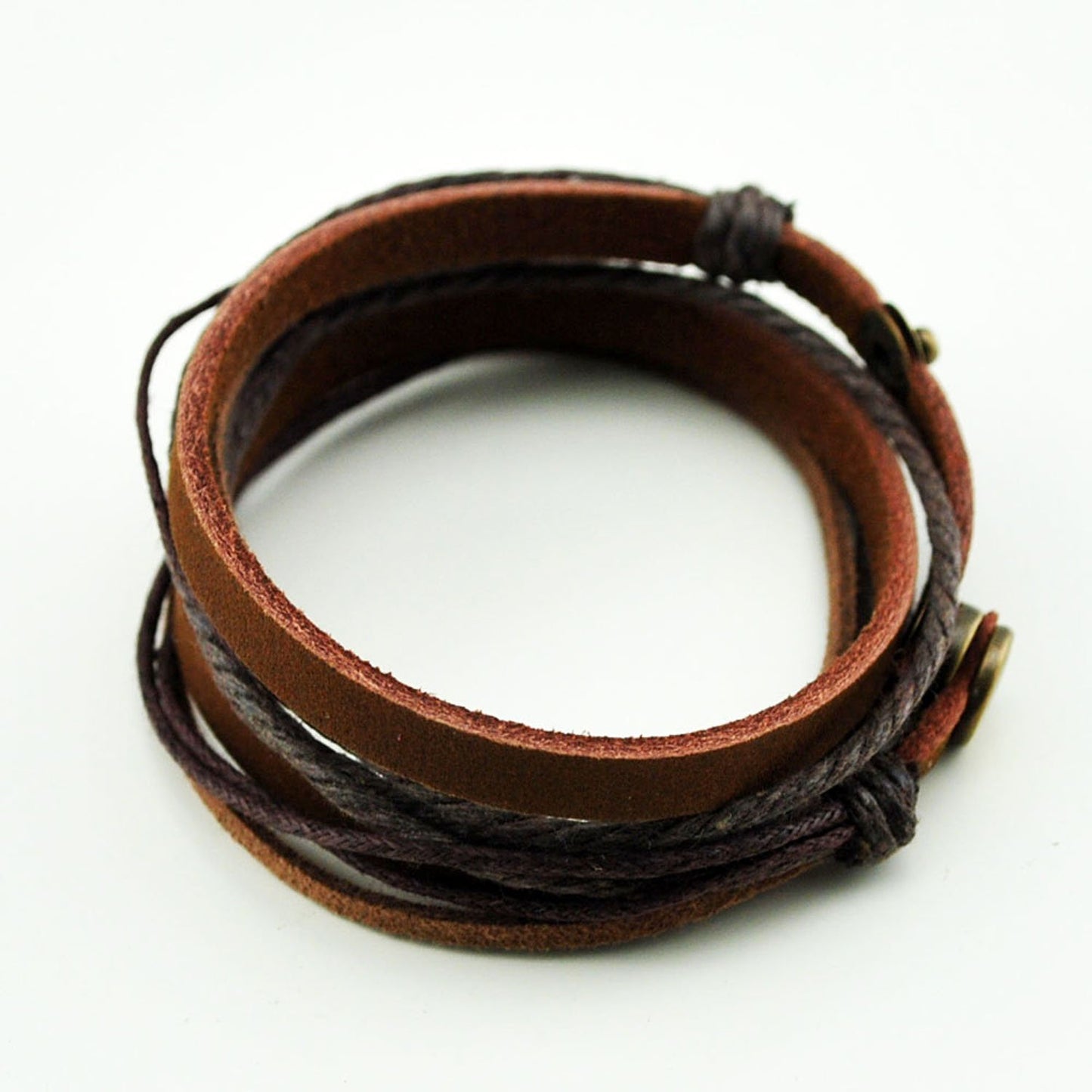 Genuine Leather Bracelet for Women & Men,Unisex Multilayer Leather Adjustable Bracelet Cuff Wrap Multicolor Rope Wristband