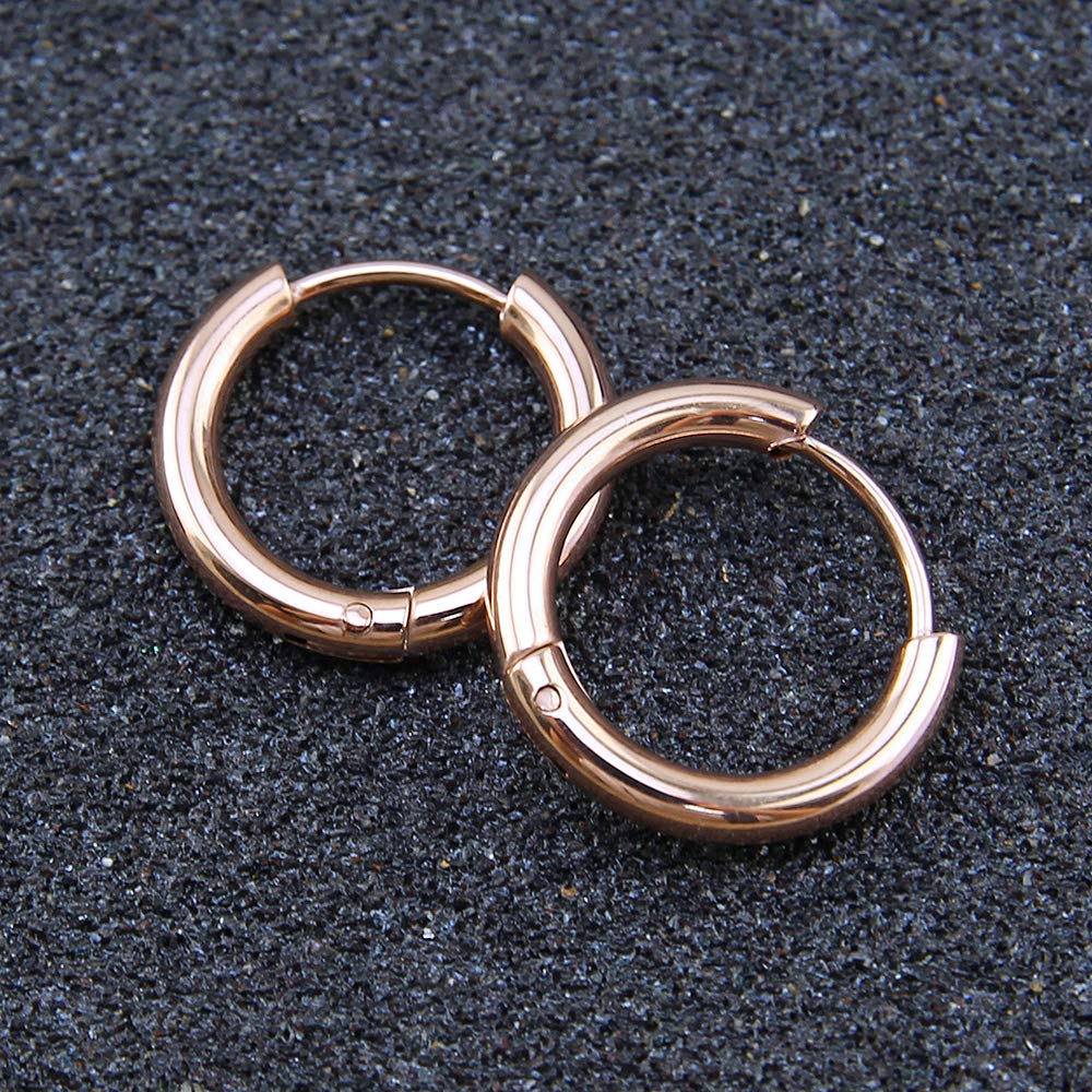 316L Surgical Stainless Steel Huggie Hoop Earrings 6mm 8mm 10mm 11mm 12mm 14mm Hypoallergenic Earrings Hoop Cartilage Helix Lobes Hinged Sleeper Earrings For Men Women Girls