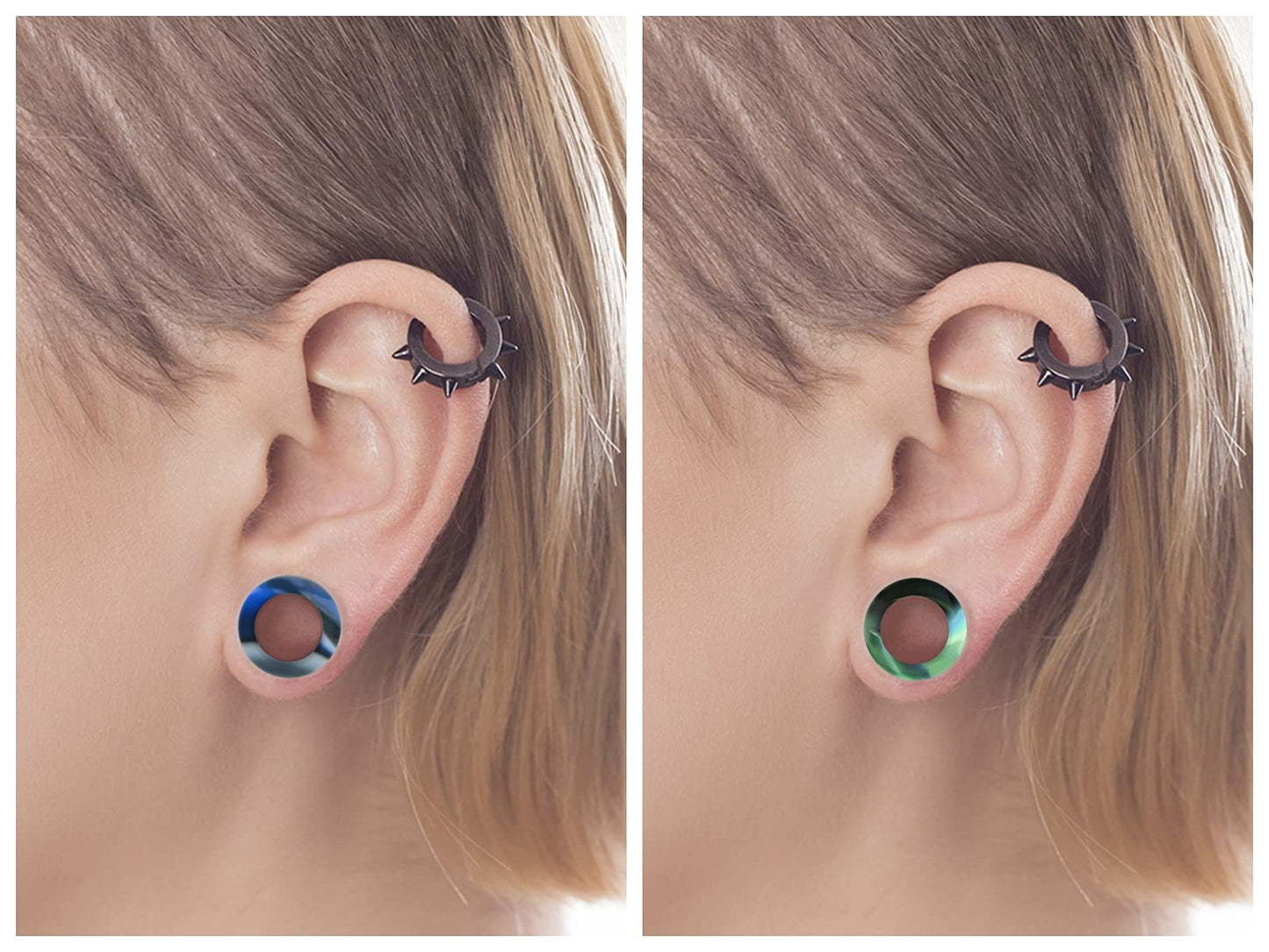 WBRWP 48/32/24/22/20/16/12pcs Ear Tunnels and Plugs - Double Flared Hollow Hard/Soft Silicone Ear Gauges - Ear Expander Stretcher Body Piercing Jewelry 8g-1"