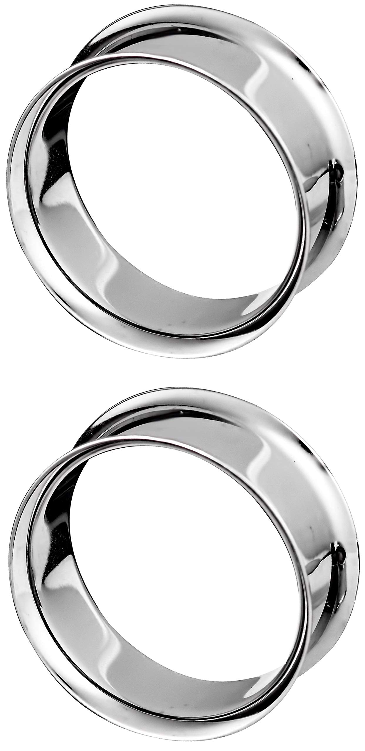 Forbidden Body Jewelry Ear Gauges, Ear Tunnels, Tunnels For Ears, 12G-2 Inch Surgical Steel Mirror Finish Double Flared Tunnel Plug Earrings (Sold in Pairs)