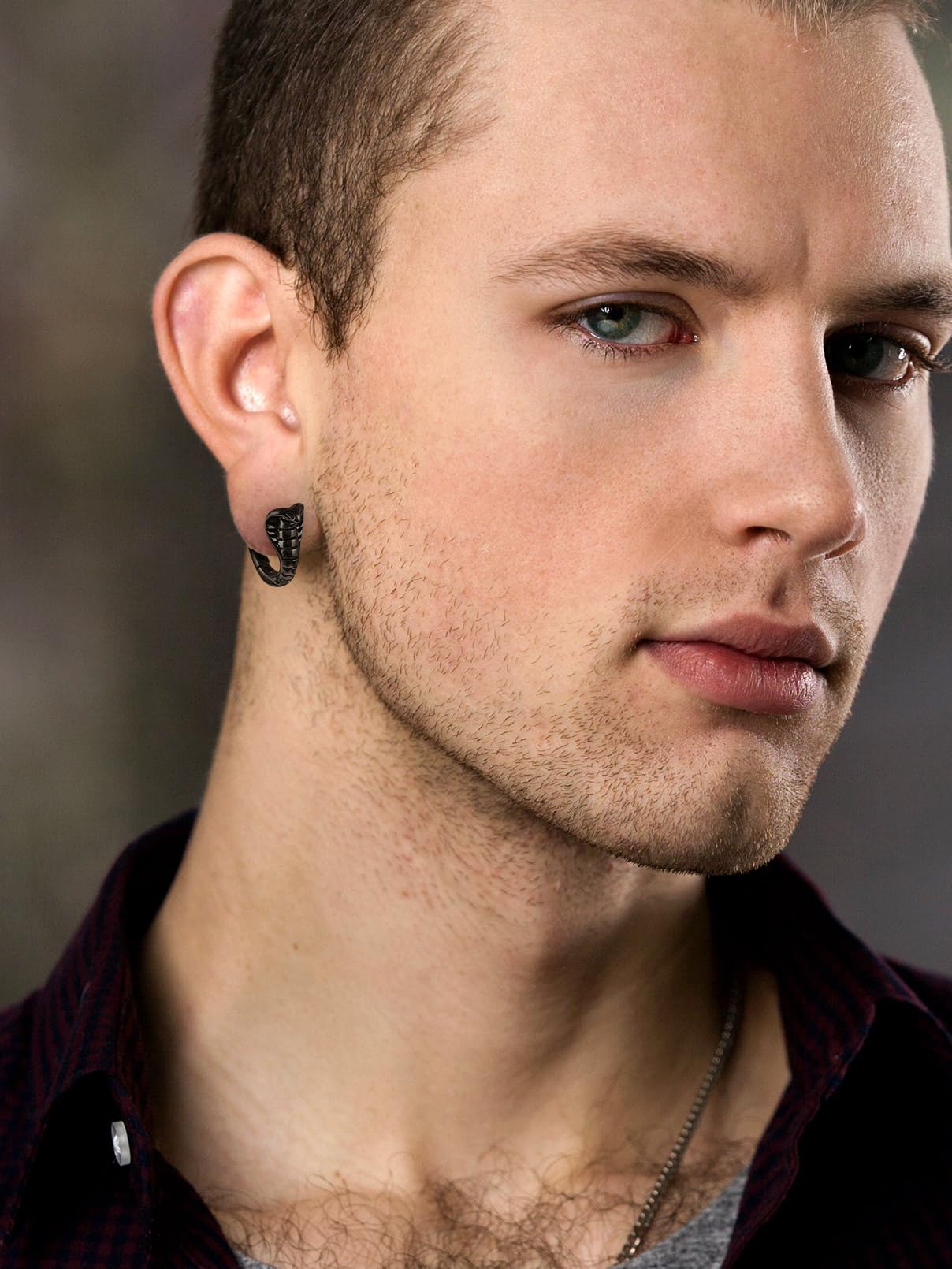 FaithHeart Dragon/Dinosaur/Snake Hoop Earrings for Men, Sturdy Stainless Steel Punk Biker Animals Hypoallergenic Jewelry, Gift Box