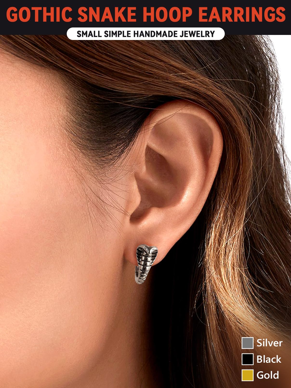 FaithHeart Dragon/Dinosaur/Snake Hoop Earrings for Men, Sturdy Stainless Steel Punk Biker Animals Hypoallergenic Jewelry, Gift Box