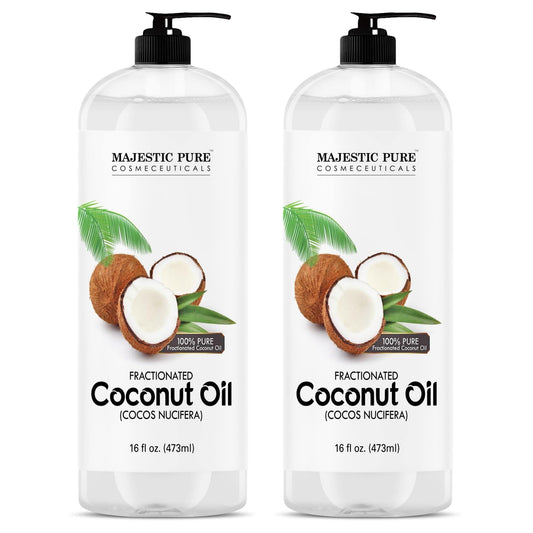 MAJESTIC PURE Fractionated Coconut Oil | Relaxing Massage Oil for Massage Therapy | Liquid Coconut Oil for Diluting Essential Oils | Coconut Oil for Skin, Lip, Body, Hair Oil, Moisturizer | 16 fl oz