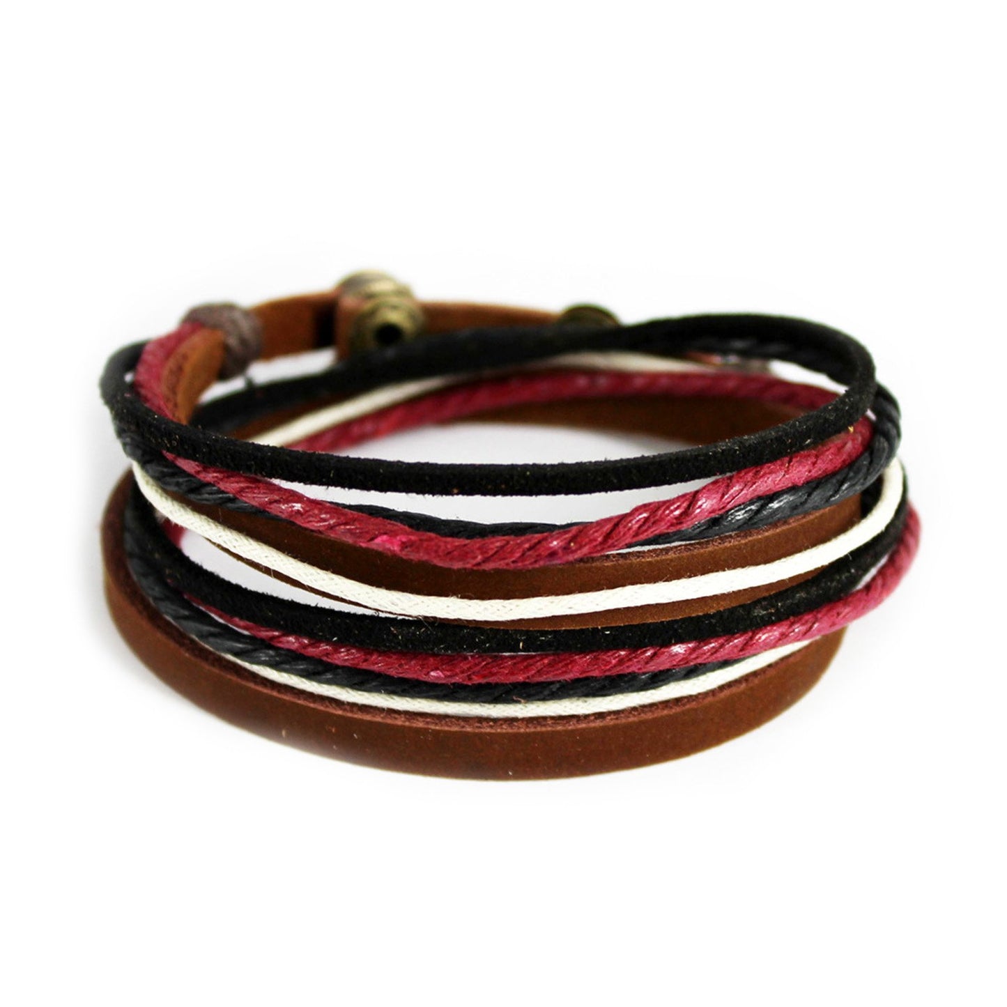 Genuine Leather Bracelet for Women & Men,Unisex Multilayer Leather Adjustable Bracelet Cuff Wrap Multicolor Rope Wristband