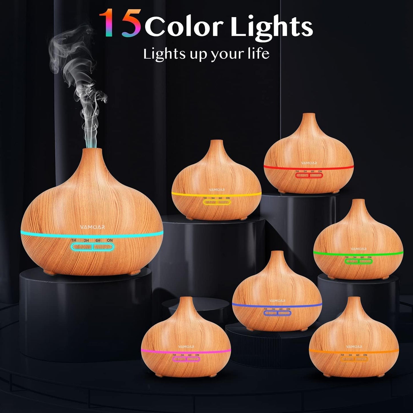 Essential Oil Diffuser Gift Set,10 Essential Oil,550ml Oil Diffuser & Essential Oil Diffusers with 4 Timer &Auto Shut-Off for & 15 Ambient Light Settings
