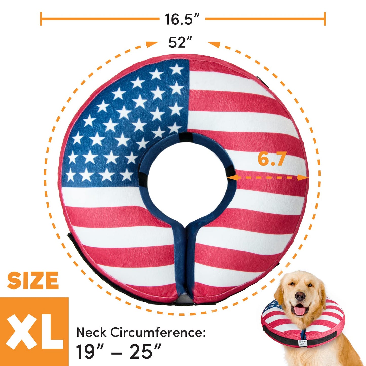 BENCMATE Protective Inflatable Collar for Dogs and Cats - Soft Pet Recovery Collar Does Not Block Vision E-Collar (X-Large, Blue)
