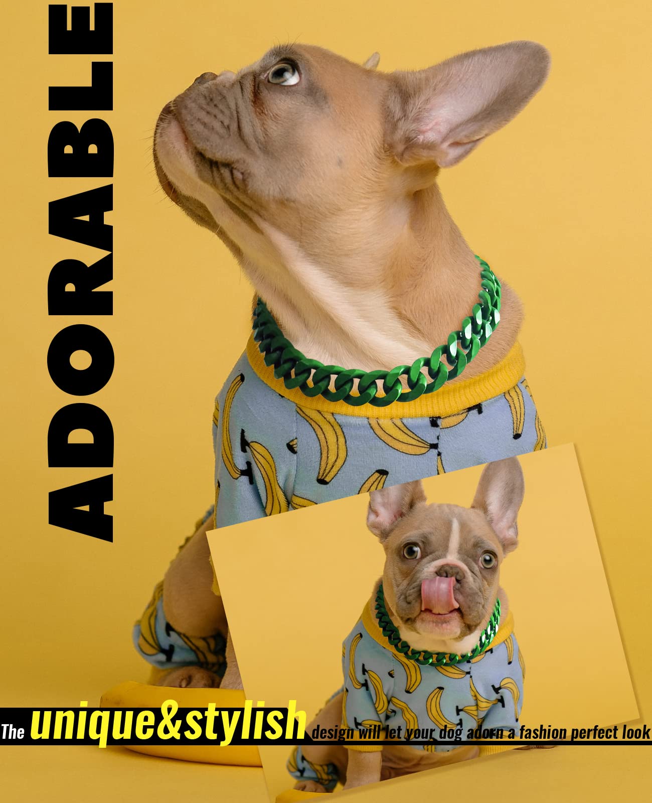 Cuban Link Dog Collar - 3/4 in Wide Metal Chain Dog Collar Venom Black, The Newest Design Stunning Pet Accessory, Cute Luxury Jewelry Costume 20 inches