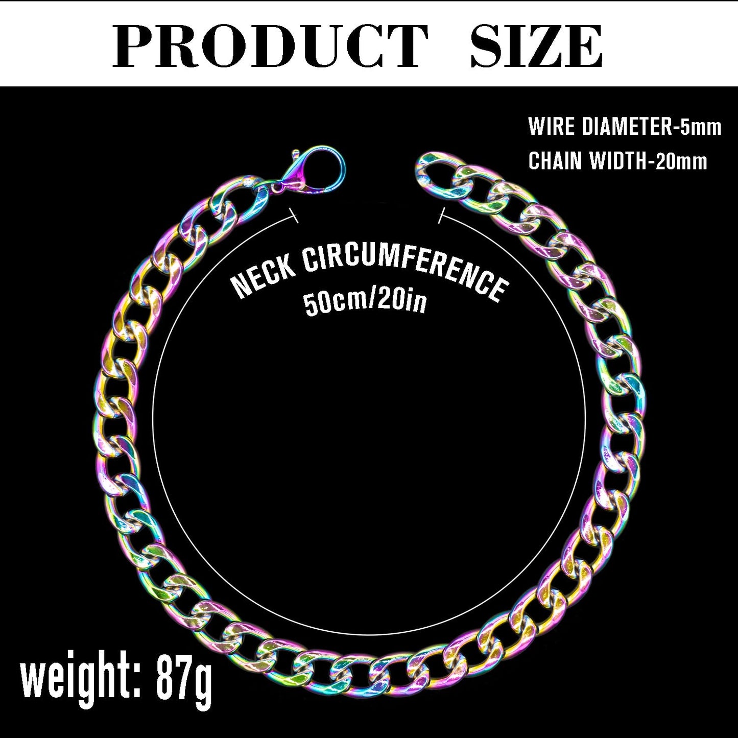 18K Gold Plated Dog Chain Collar-3/4 Inch (20mm) Width Cuban Link Durable Dog Necklace, Cute Fashion Pet Collar for Pit Bulldog, Light Metal Jewelry Bold Chain Puppy Accessories (26 inch, Gold)