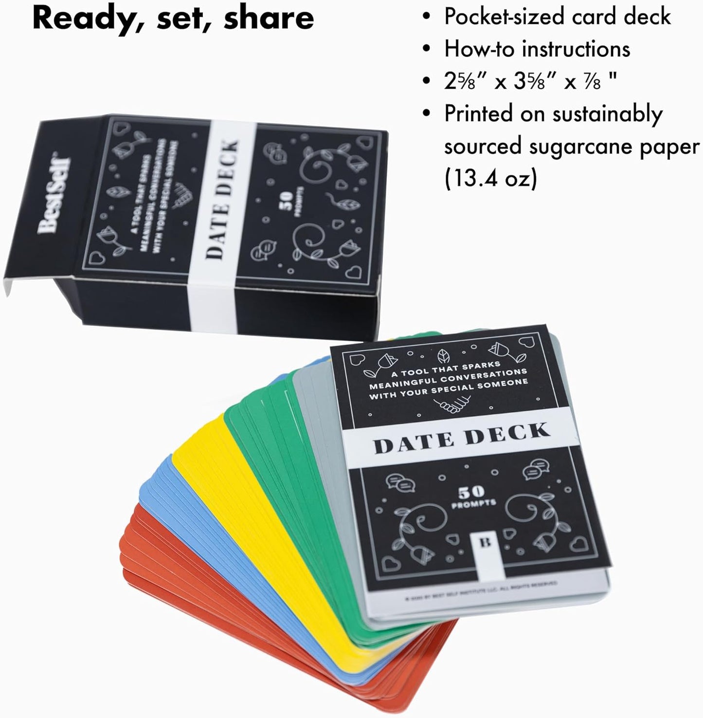 BestSelf Co. Date Deck Exciting, Engaging, and Though-Provoking Conversation Prompts Perfect for Unlocking Connection, Intimacy and Meaningful Discussion — 50 Cards