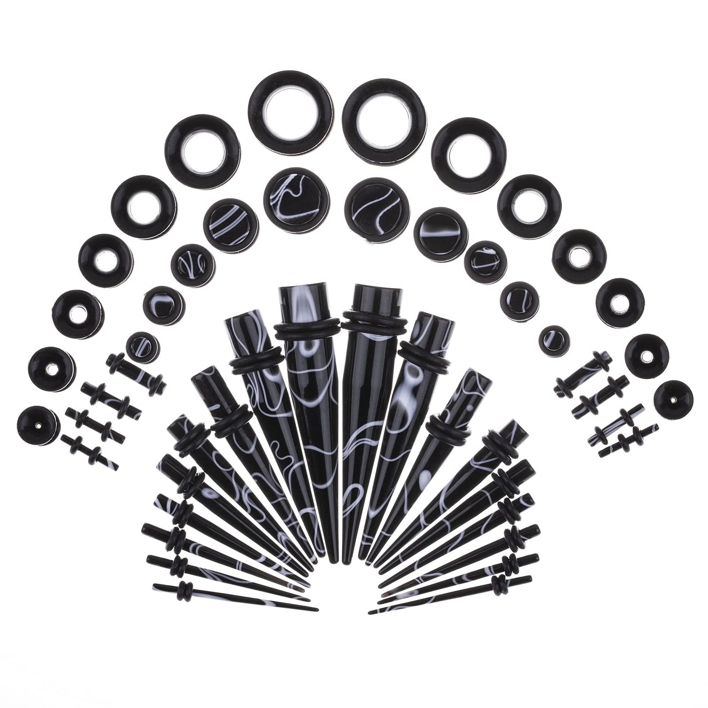 Memsion Ear Stretching Kit 50 Pieces 14Gauges-00Gauges Earrings Piercing Kit