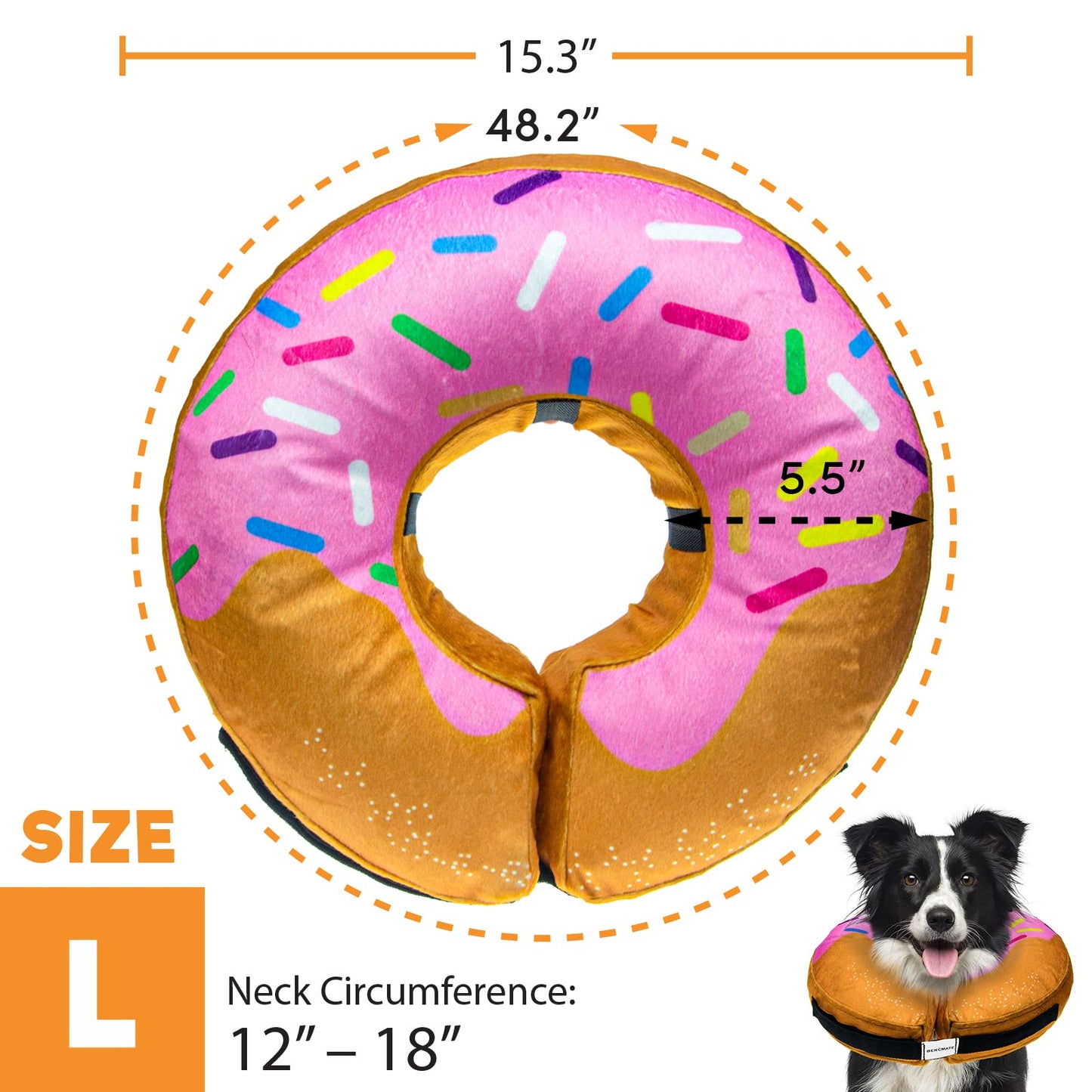 BENCMATE Protective Inflatable Collar for Dogs and Cats - Soft Pet Recovery Collar Does Not Block Vision E-Collar (X-Large, Blue)