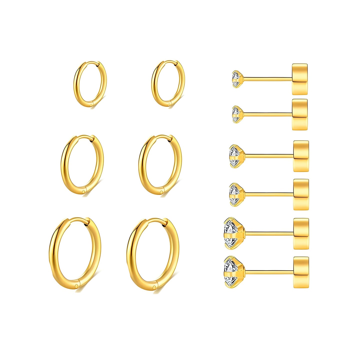 316L Surgical Stainless Steel Huggie Hoop Earrings 6mm 8mm 10mm 11mm 12mm 14mm Hypoallergenic Earrings Hoop Cartilage Helix Lobes Hinged Sleeper Earrings For Men Women Girls