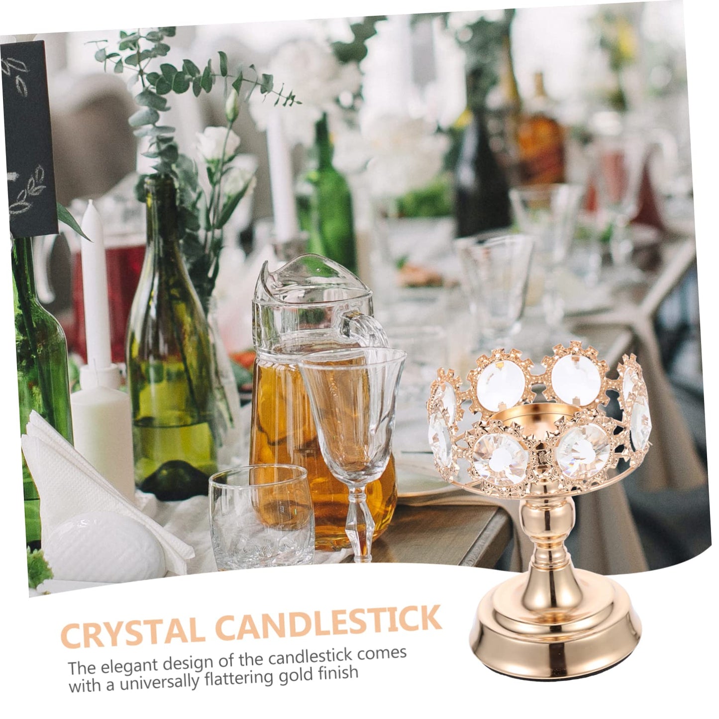 Alipis Crystal Candle Holder Candle Holder Centerpiece Candle Holder Rhinestone Metal Candle Gold Candlestick Holder Candle Holder Crystal 3 Wick Candle Holder Crafts Iron Banquet Fashion